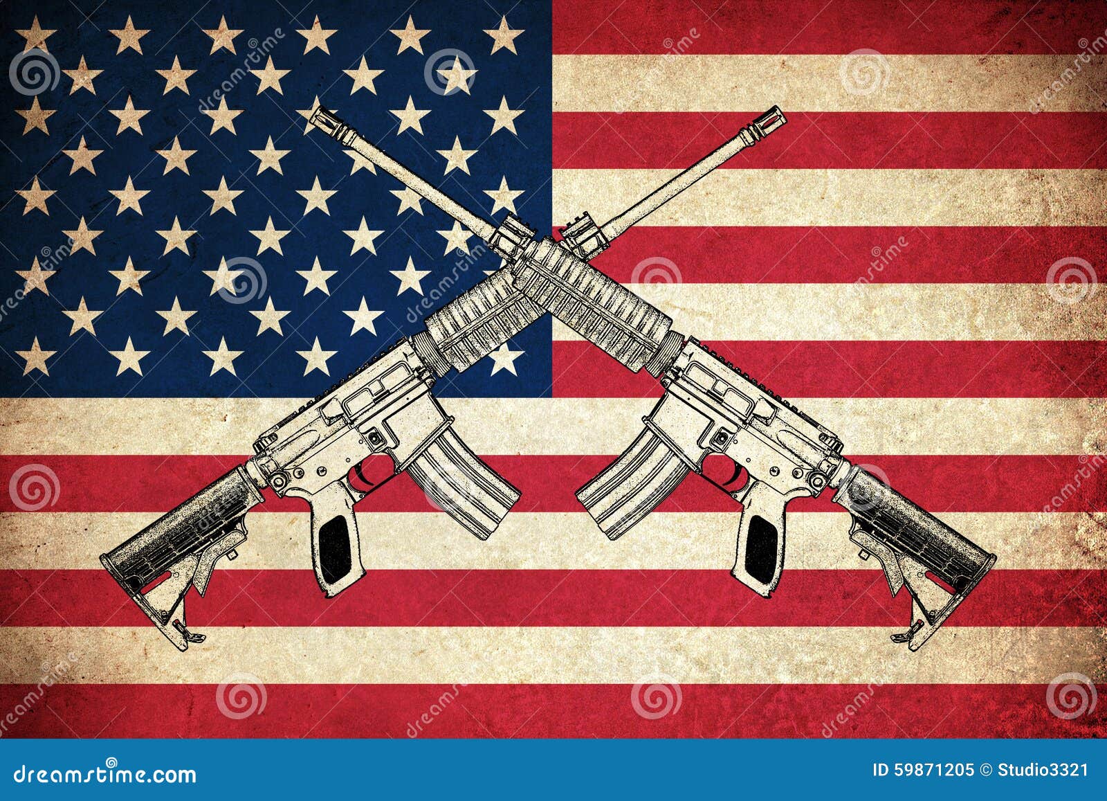 Drapeau Grunge Des Etats-Unis Avec Des Armes à Feu Illustration