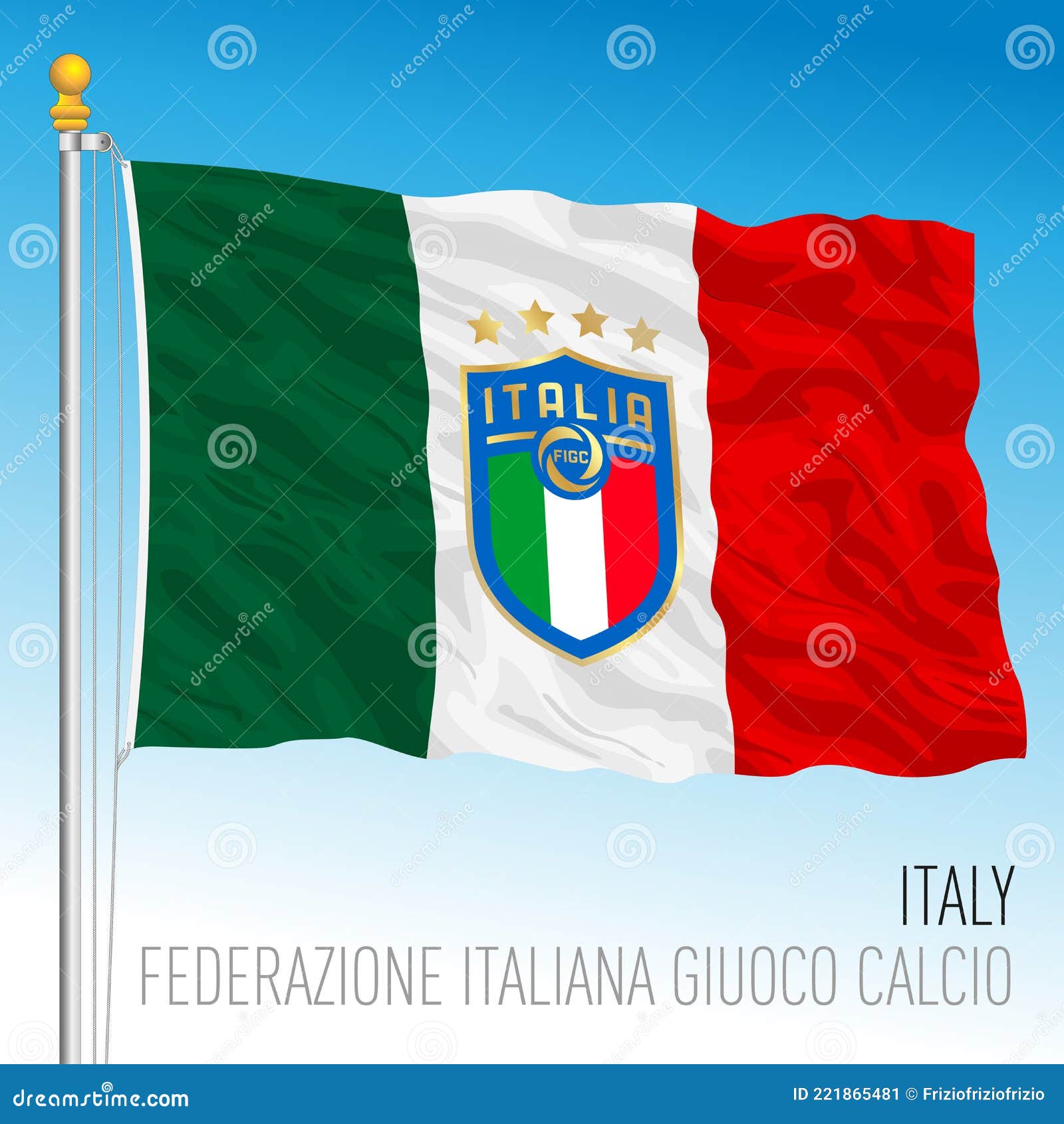 Drapeau Italien Avec Logo De La Fédération Italienne De Football