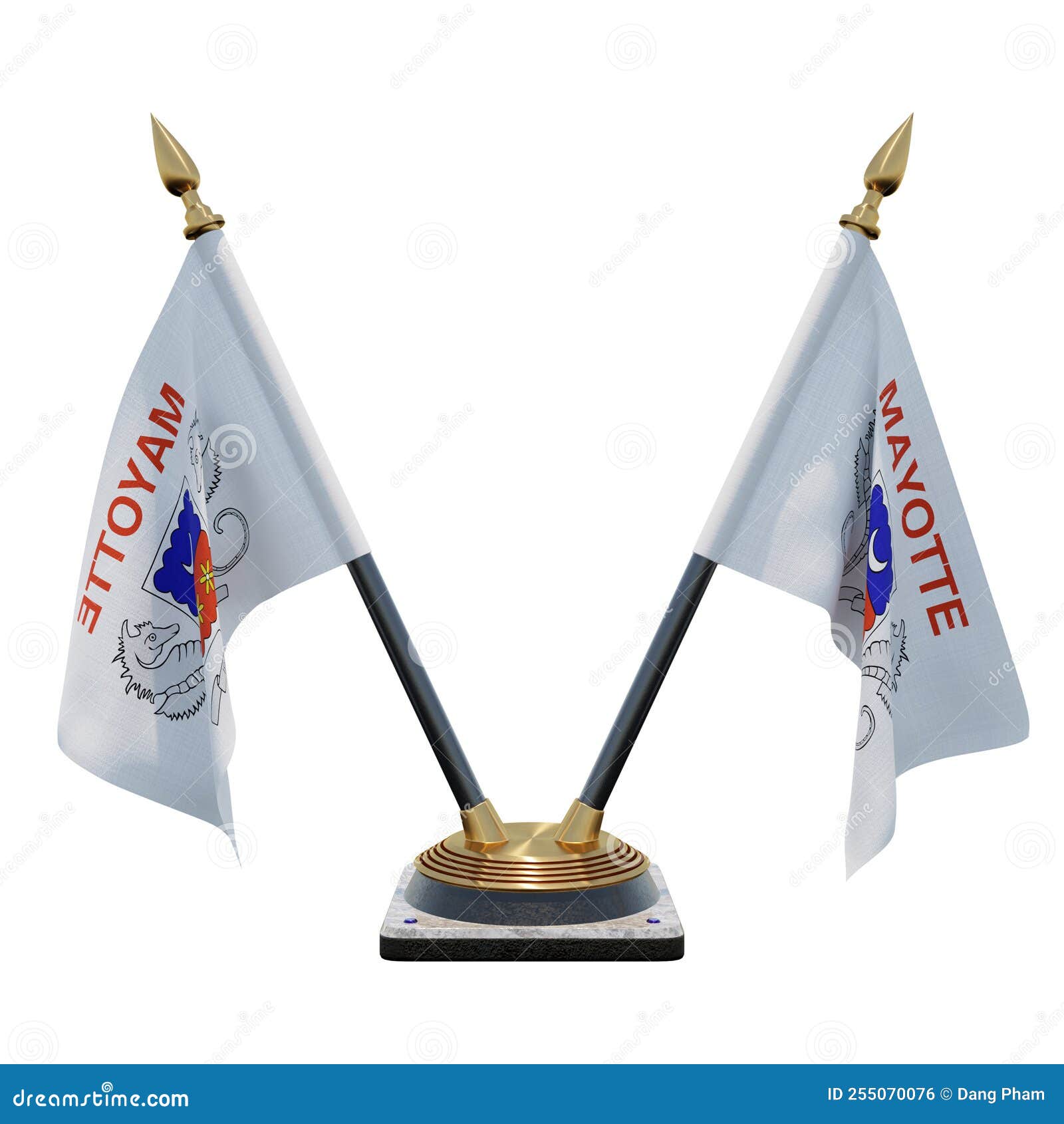 Gatuida Support Drapeau De Bureau Double Mât Base Ronde Stable Pour