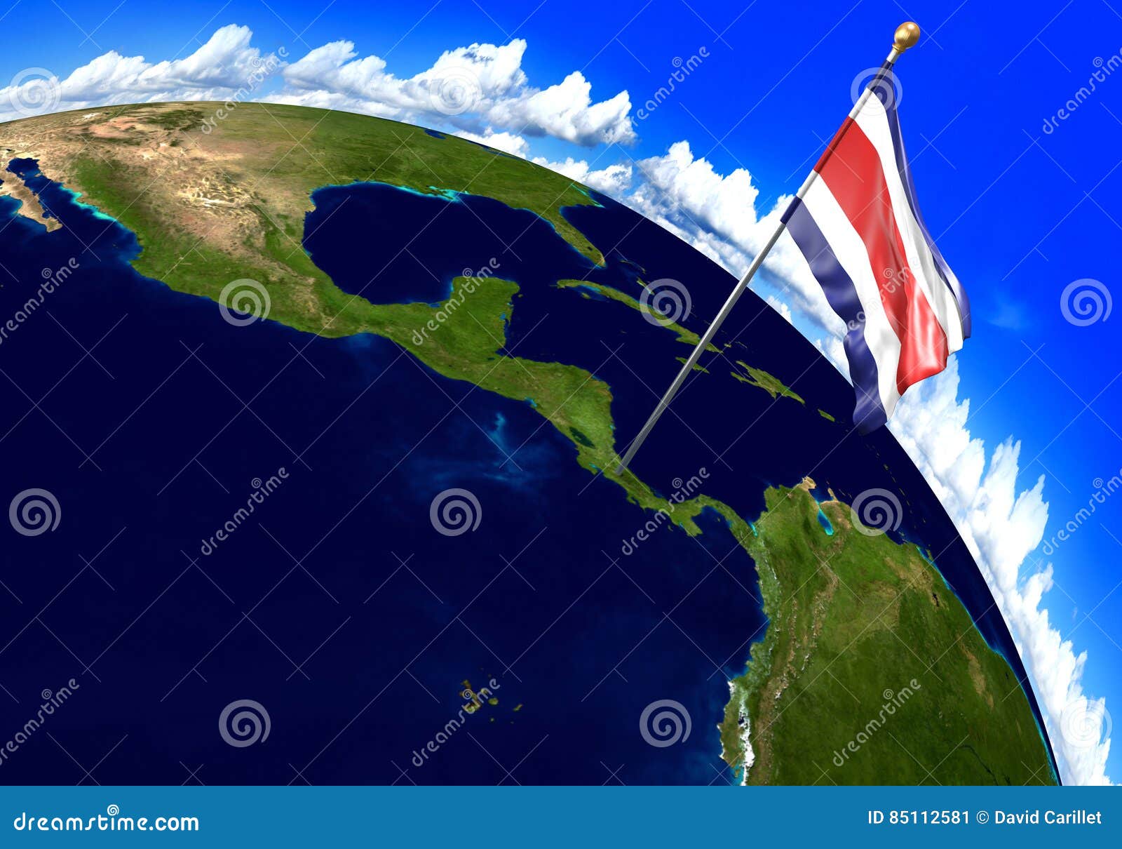 Drapeau National De Costa Rica Marquant Lemplacement De