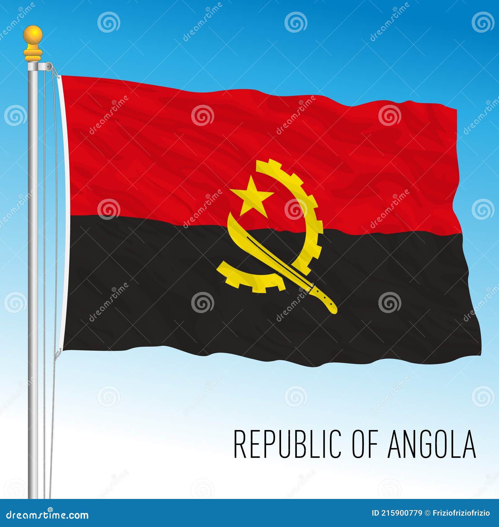 Drapeau National Officiel De L'angola Pays D'afrique Illustration de  Vecteur - Illustration du drapeau, fond: 215900779