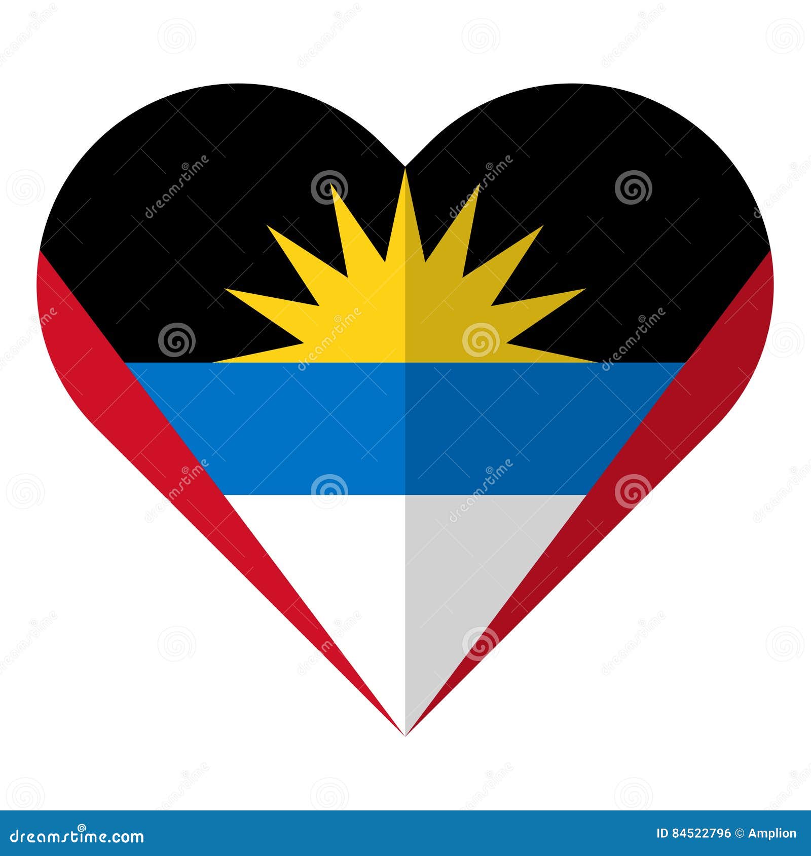 Dirigez l'image du drapeau plat de coeur de l'Antigua-et-Barbuda