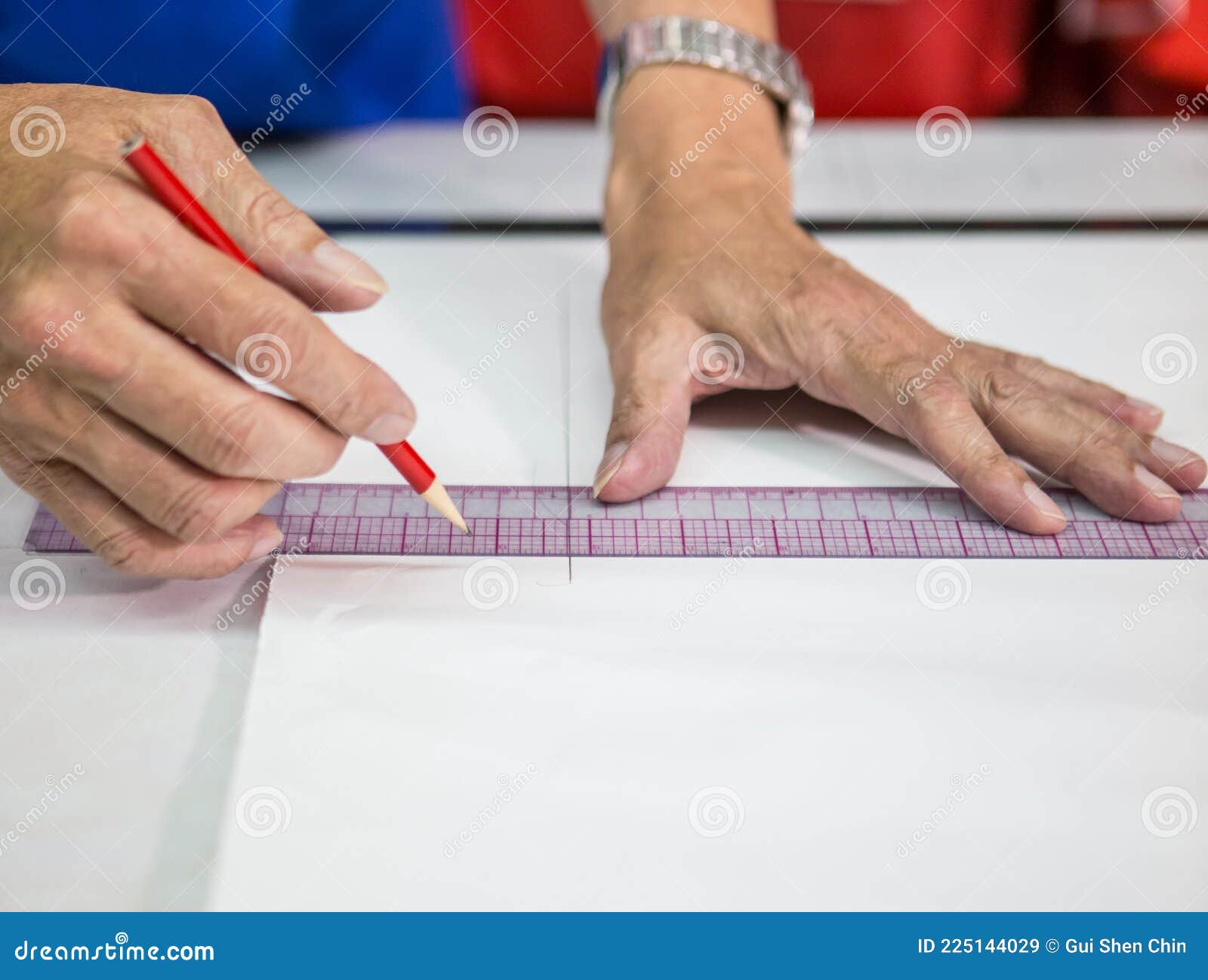 Draw a draft on paper stock image. Image of clothing 225144029