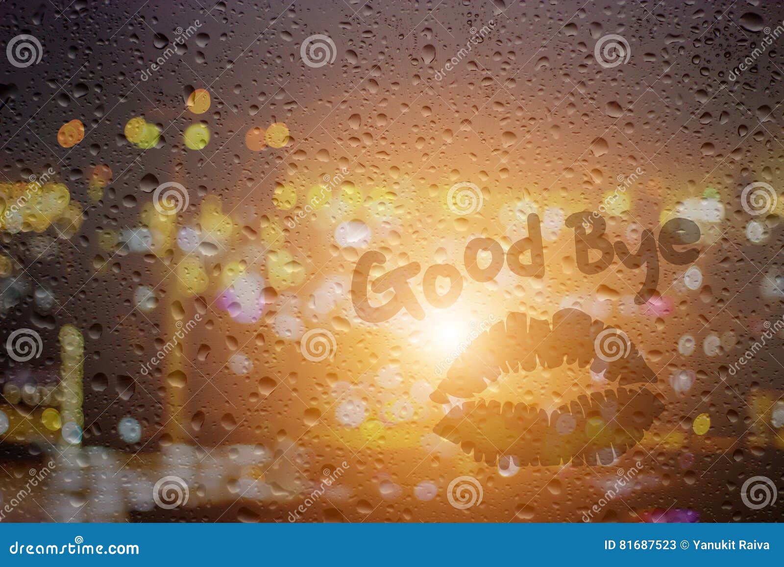 Draw good night on window stock image. Image of kiss - 81687523