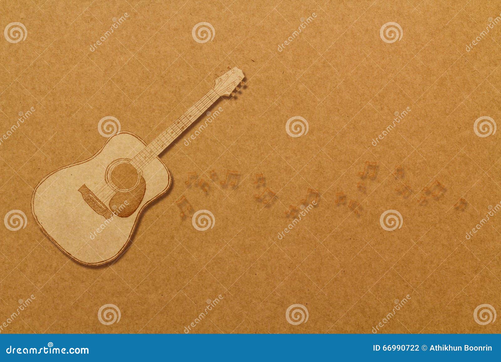 Draw Guitar on Brown Cardboard. Stock Photo Image of color, draw