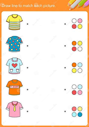 Draw Line To Match Each Picture. Stock Vector - Illustration of kids ...
