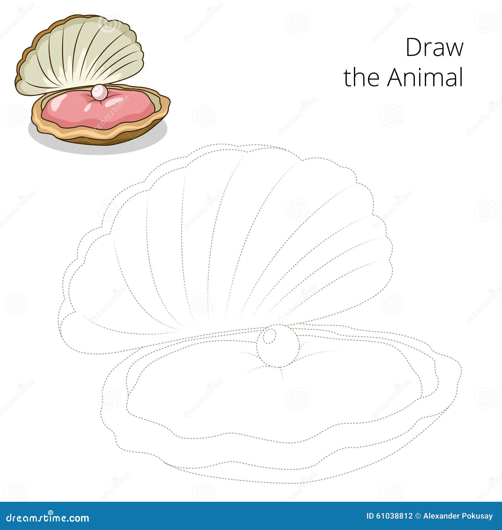 Draw the Oyster Educational Game Vector Stock Vector - Illustration of