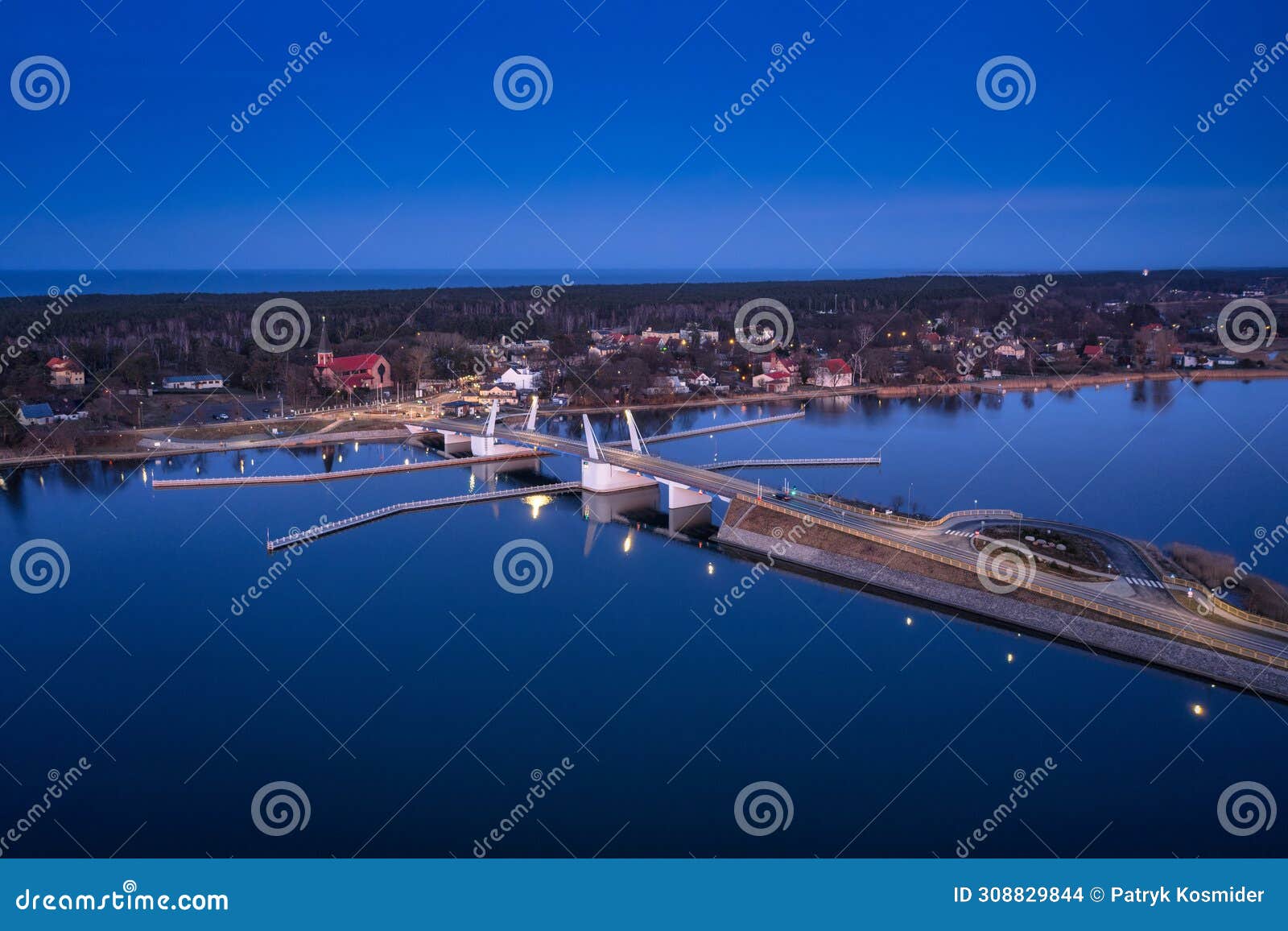 drawbridge to sobieszewo island on the martwa wisla river at winter. poland