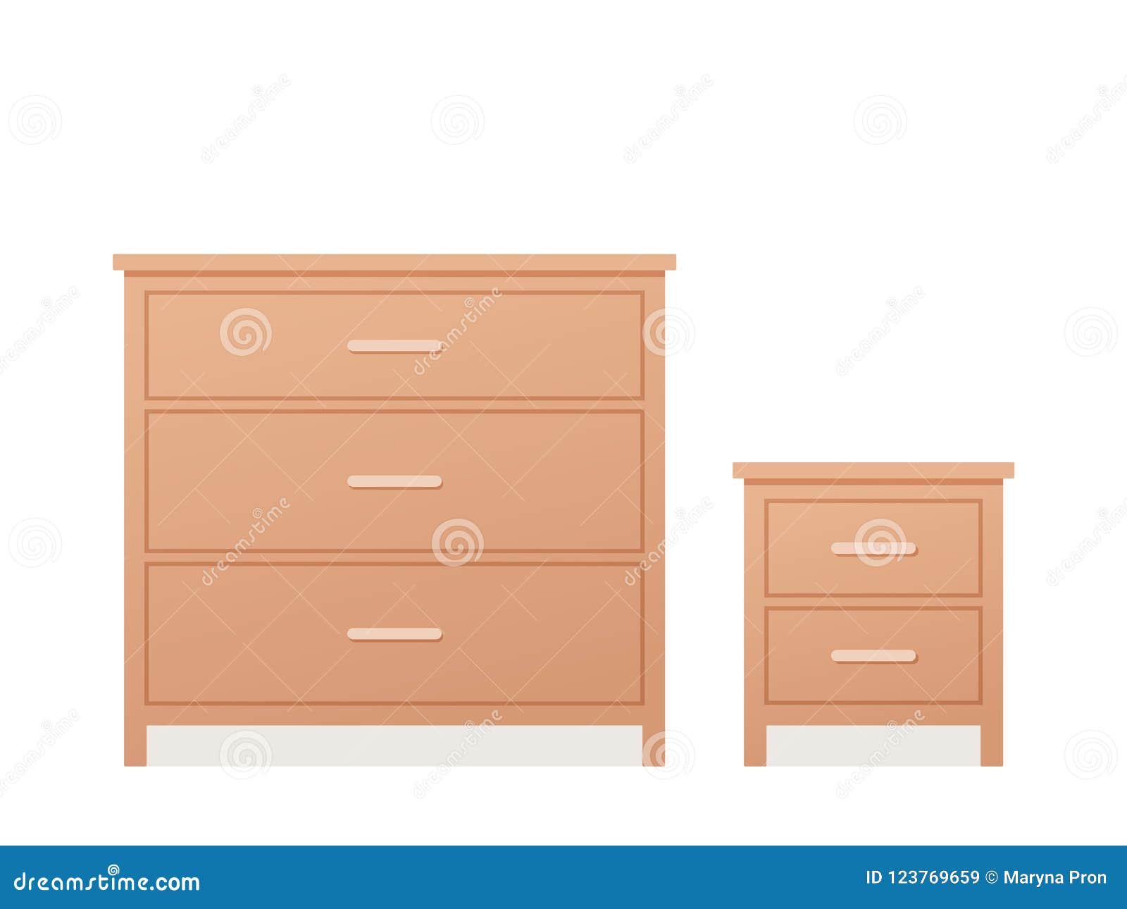 Drawer Chest And Dresser In Flat Design Vector Illustration