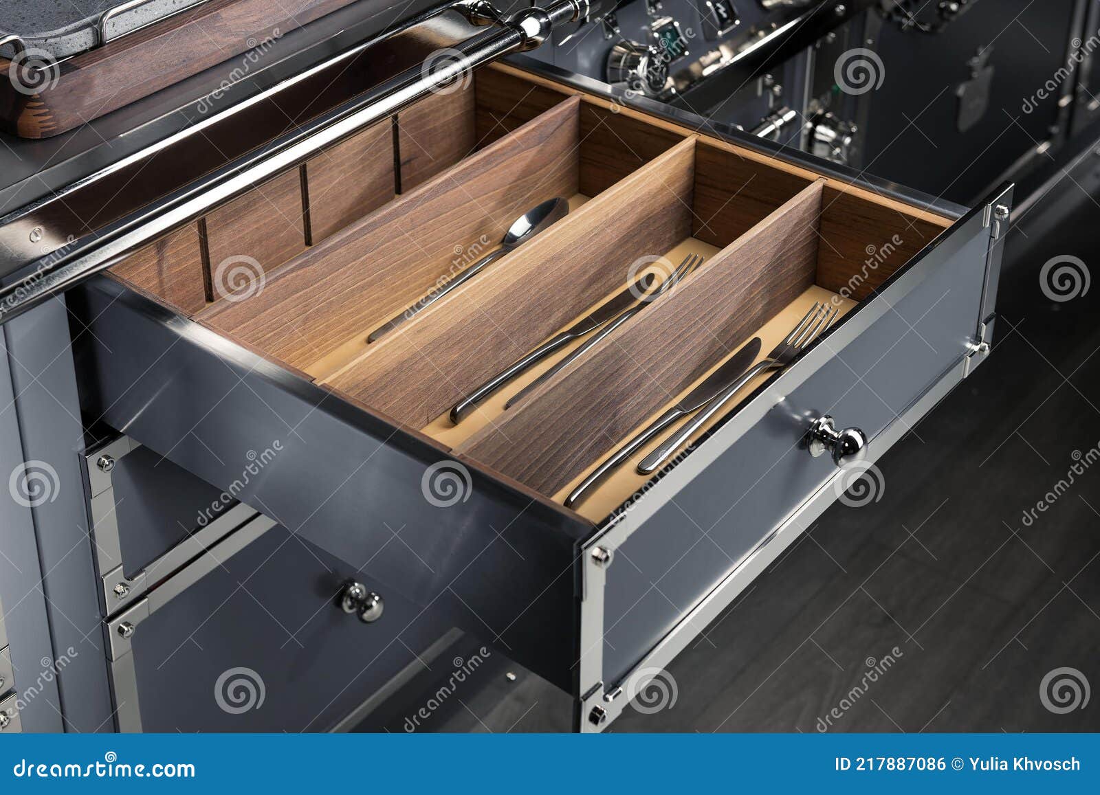 Drawer with Cutlery on the Kitchen Stock Photo Image of house, shelf