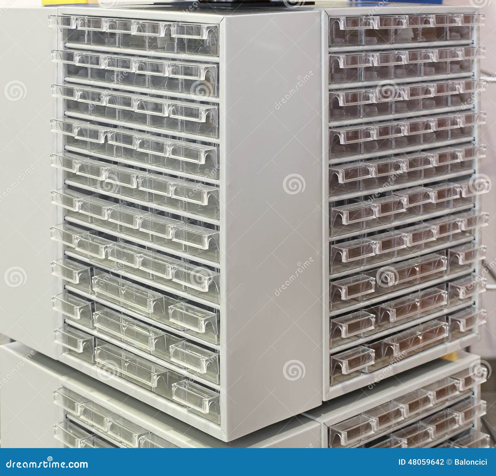 Drawers for parts stock photo. Image of compartment, components 48059642