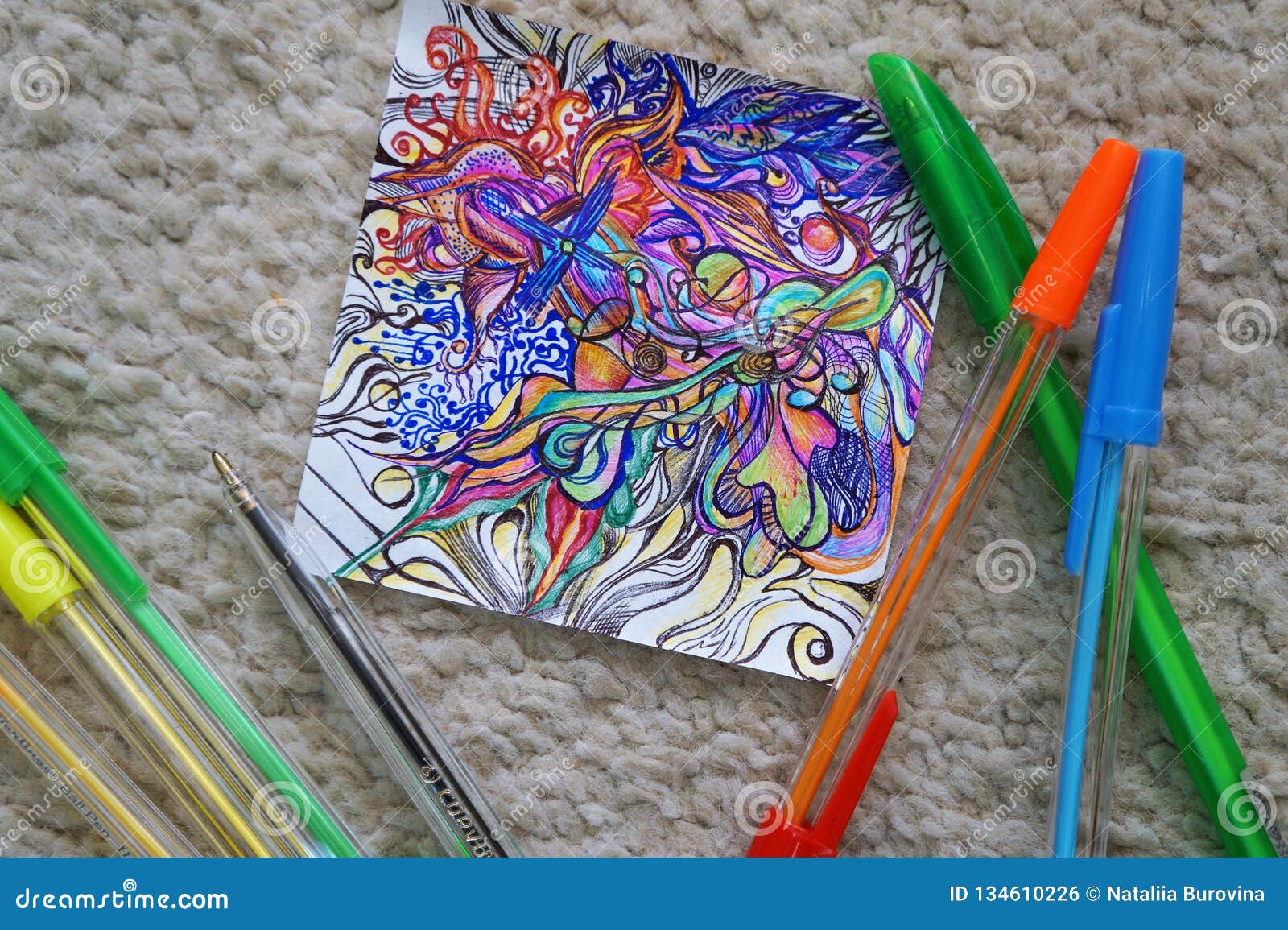 Drawing Abstraction with Colored Pens Stock Photo Image of colored