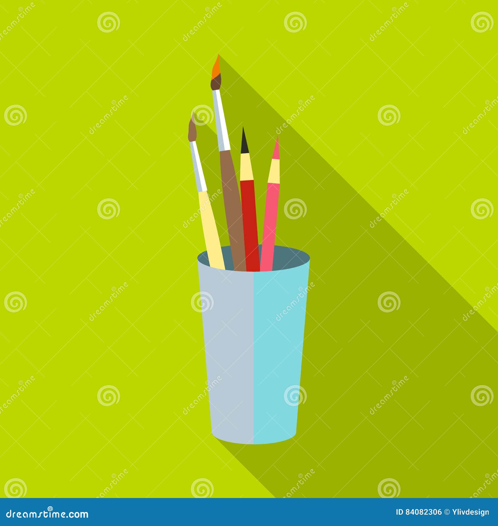 Drawing Accessories Icon, Flat Style Stock Vector Illustration of