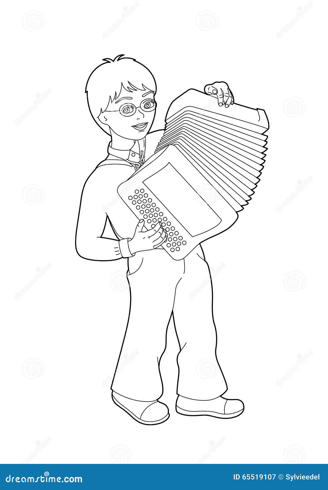 Drawing of an Accordion Player Stock Vector - Illustration of vector,  music: 65519107