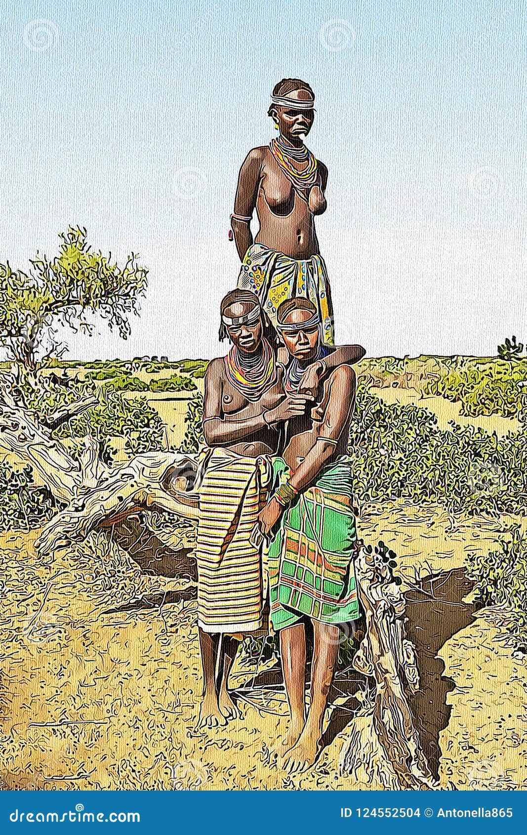 african tribal people drawings