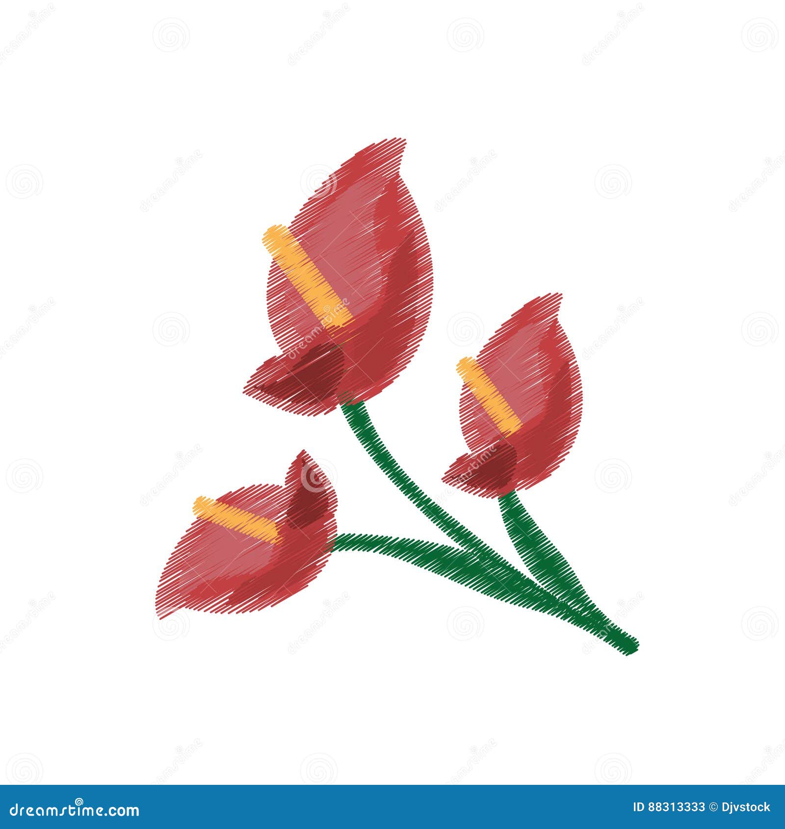 drawing anthurium flower ornament image
