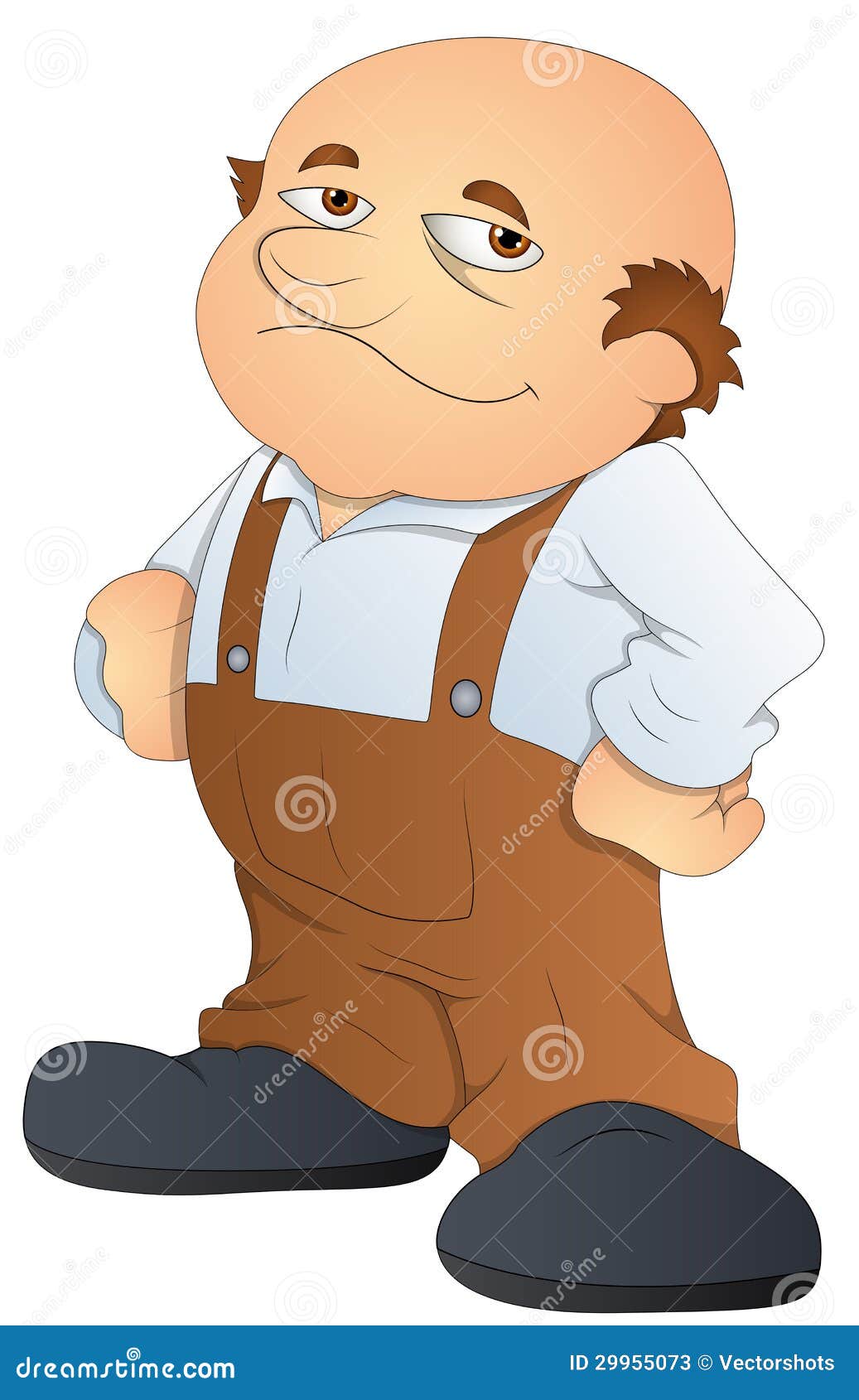 Fat Bald Man - Cartoon Character- Vector Illustration 