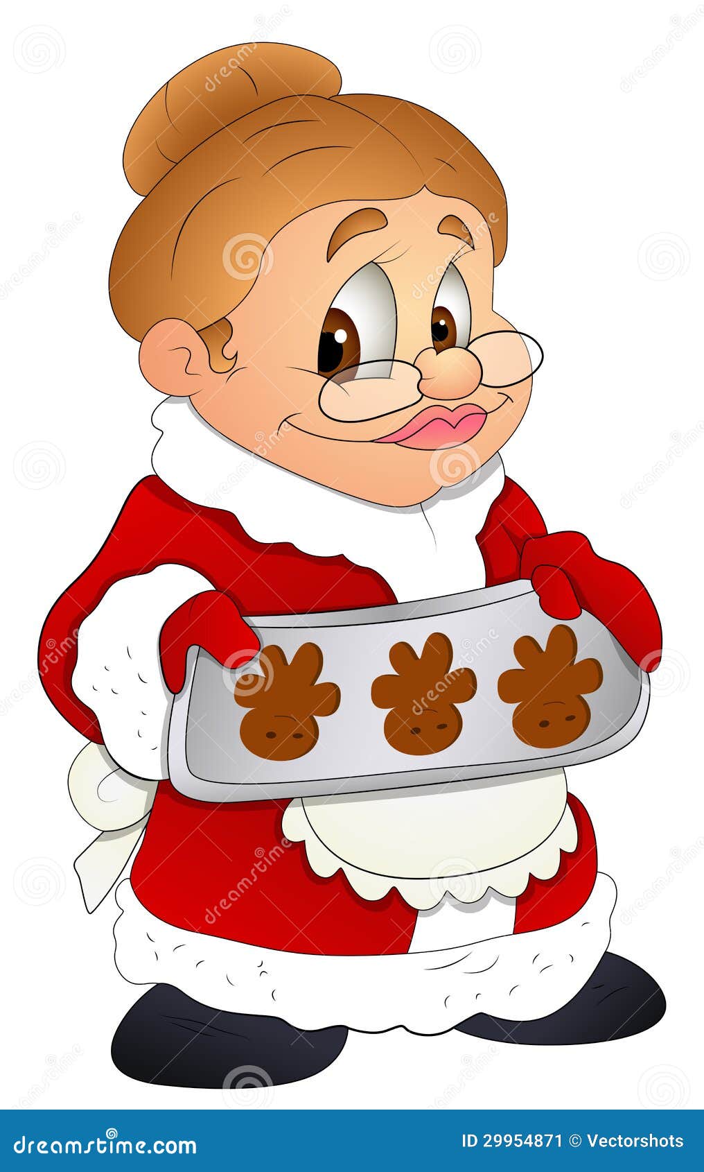 Christmas Granny Lady - Cartoon Character - Vector Illustration Stock