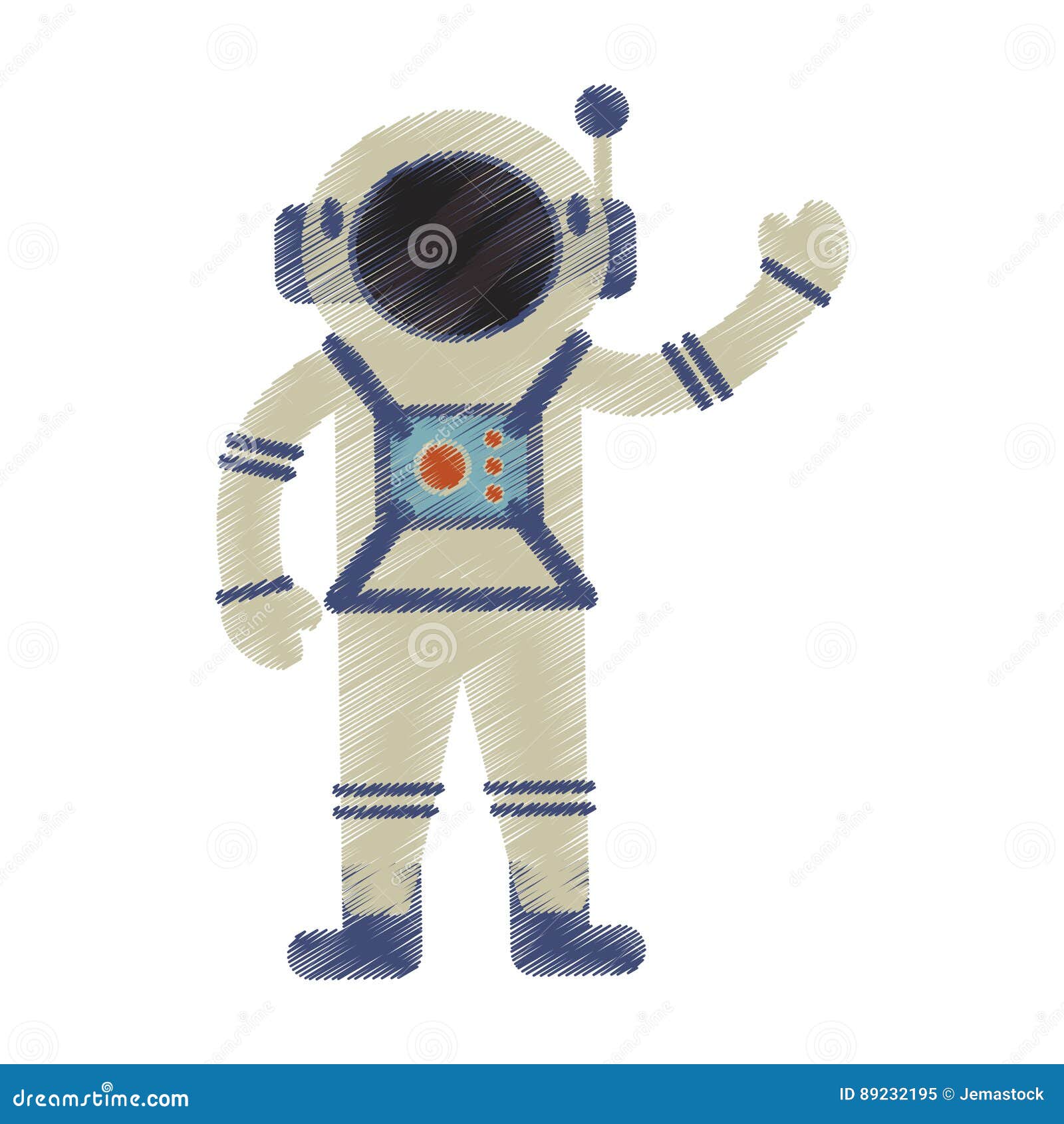 Drawing Astronaut Spacesuit Helmet Antenna Stock Illustration