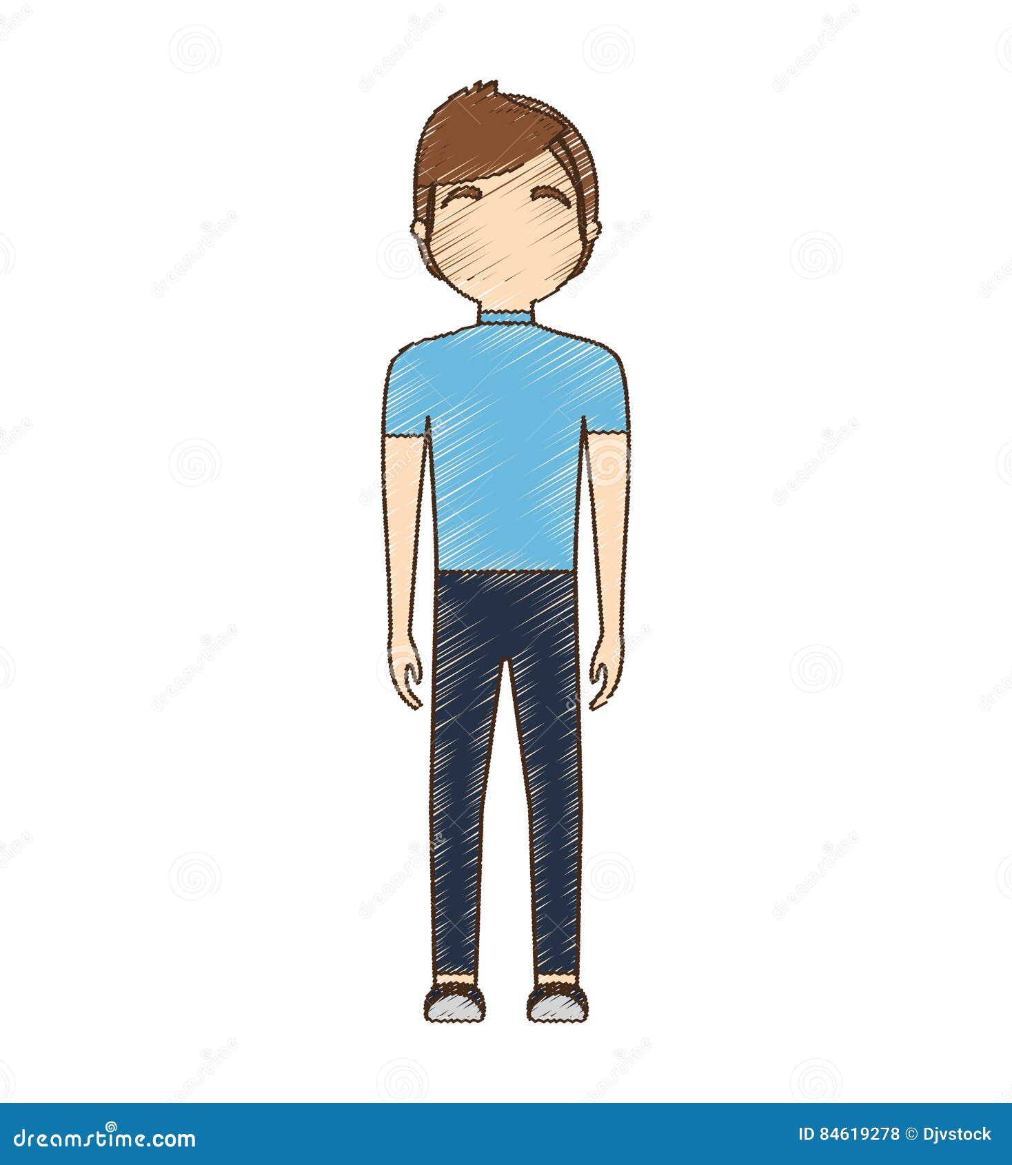 Drawing Avatar Man Standing Hairstyle Stock Illustration