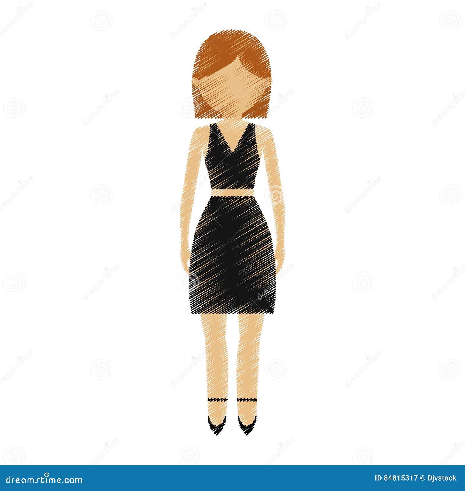 Drawing Avatar Woman Wearing Black Skirt Shirt Model Stock Illustration -  Illustration of occupation, character: 84815317