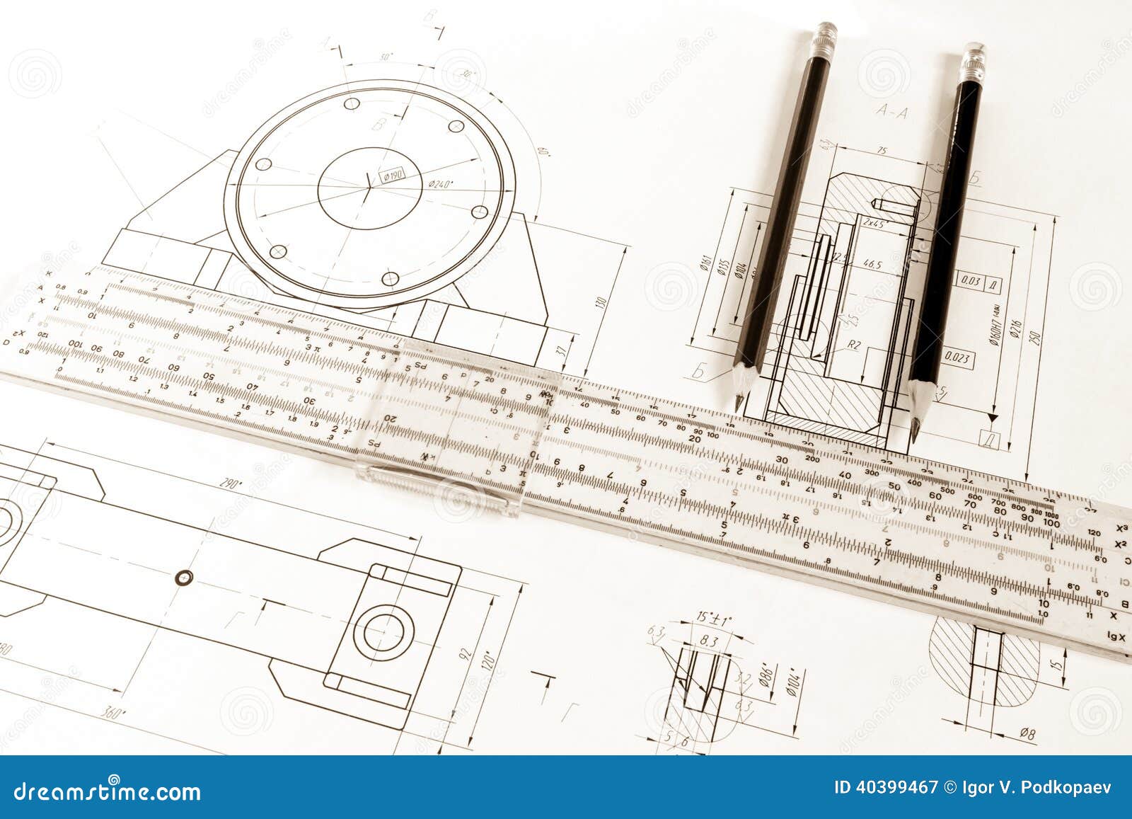 Drawing of the Bearing Housing Stock Image Image of ruler, housing