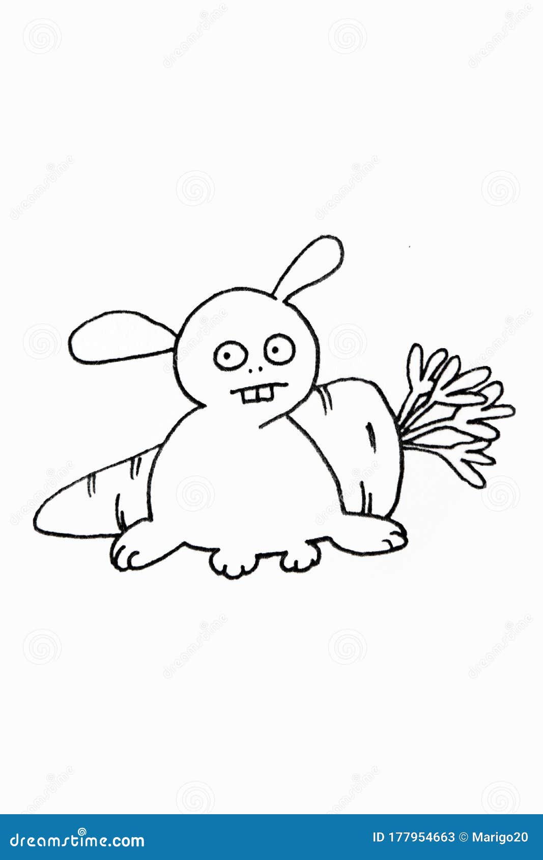 Drawing of a Black and White Funny Rabbit on a Background of Carrots Stock  Illustration - Illustration of vegetable, white: 177954663
