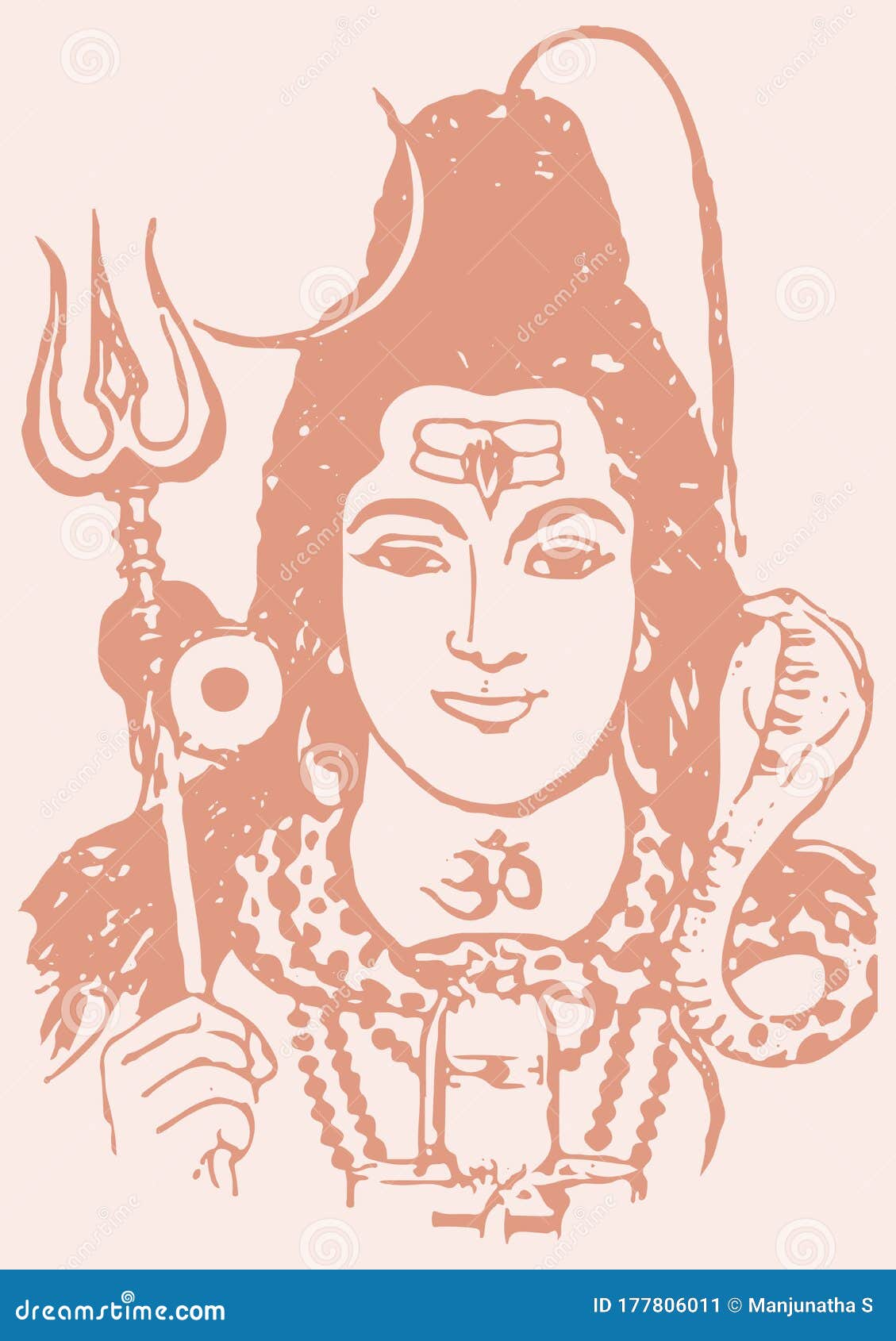 Drawing of Blessing Lord Shiva Outline Illustration Stock Vector ...