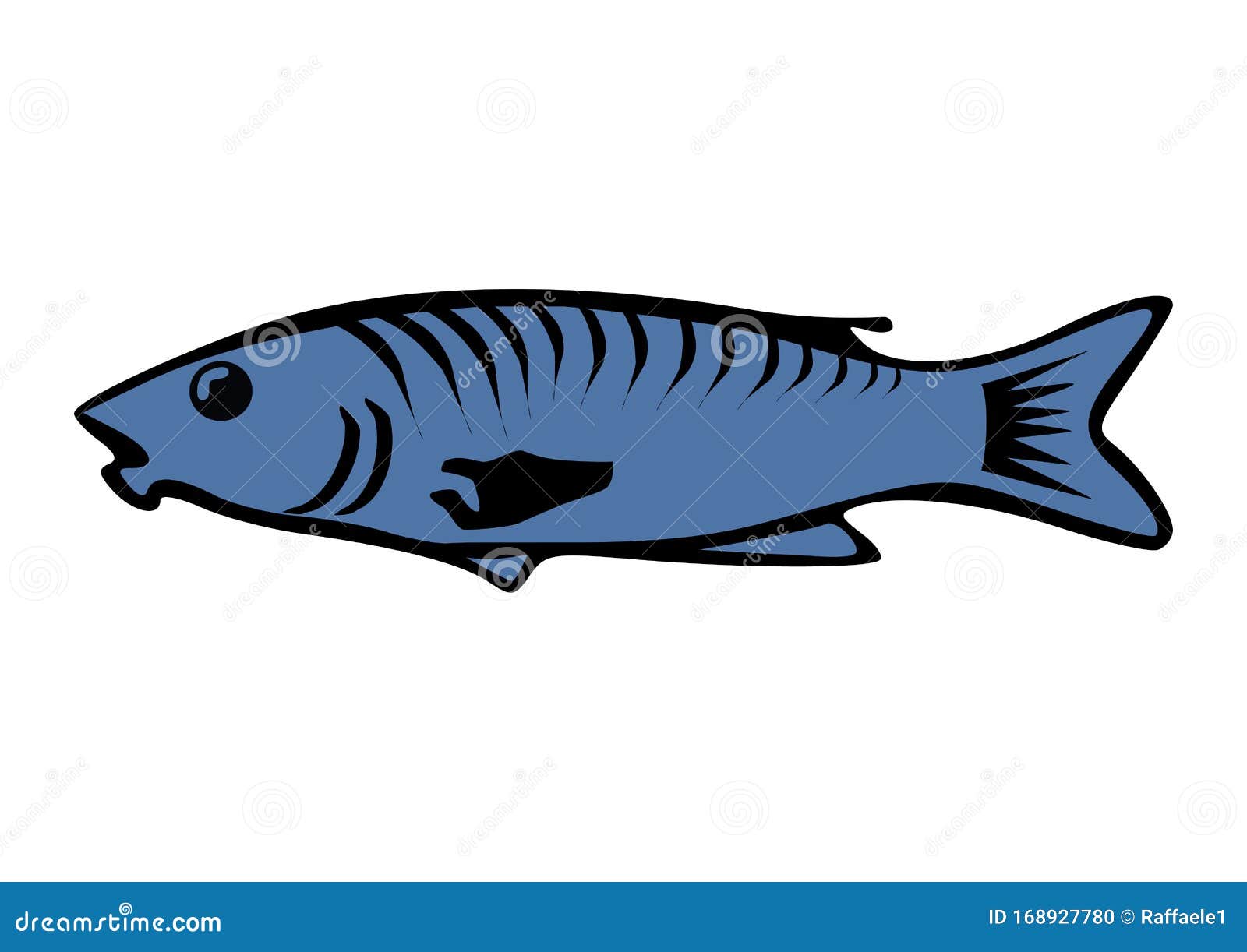 drawing of blue fish with a white background