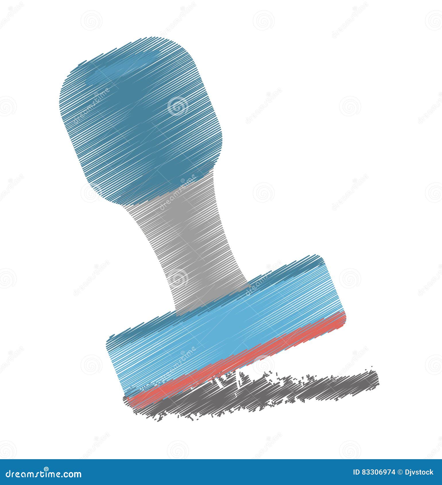 Drawing Blue Rubber Stamping Supplies Stock Illustration Illustration