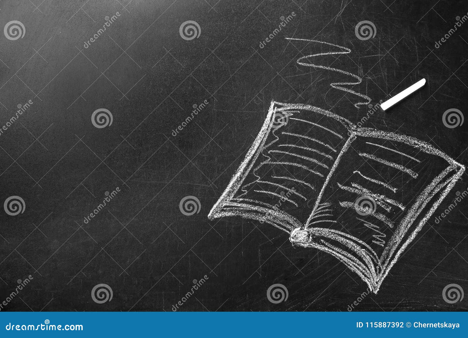Drawing of Book and Chalk on Board. Teacher`s Day Stock Illustration