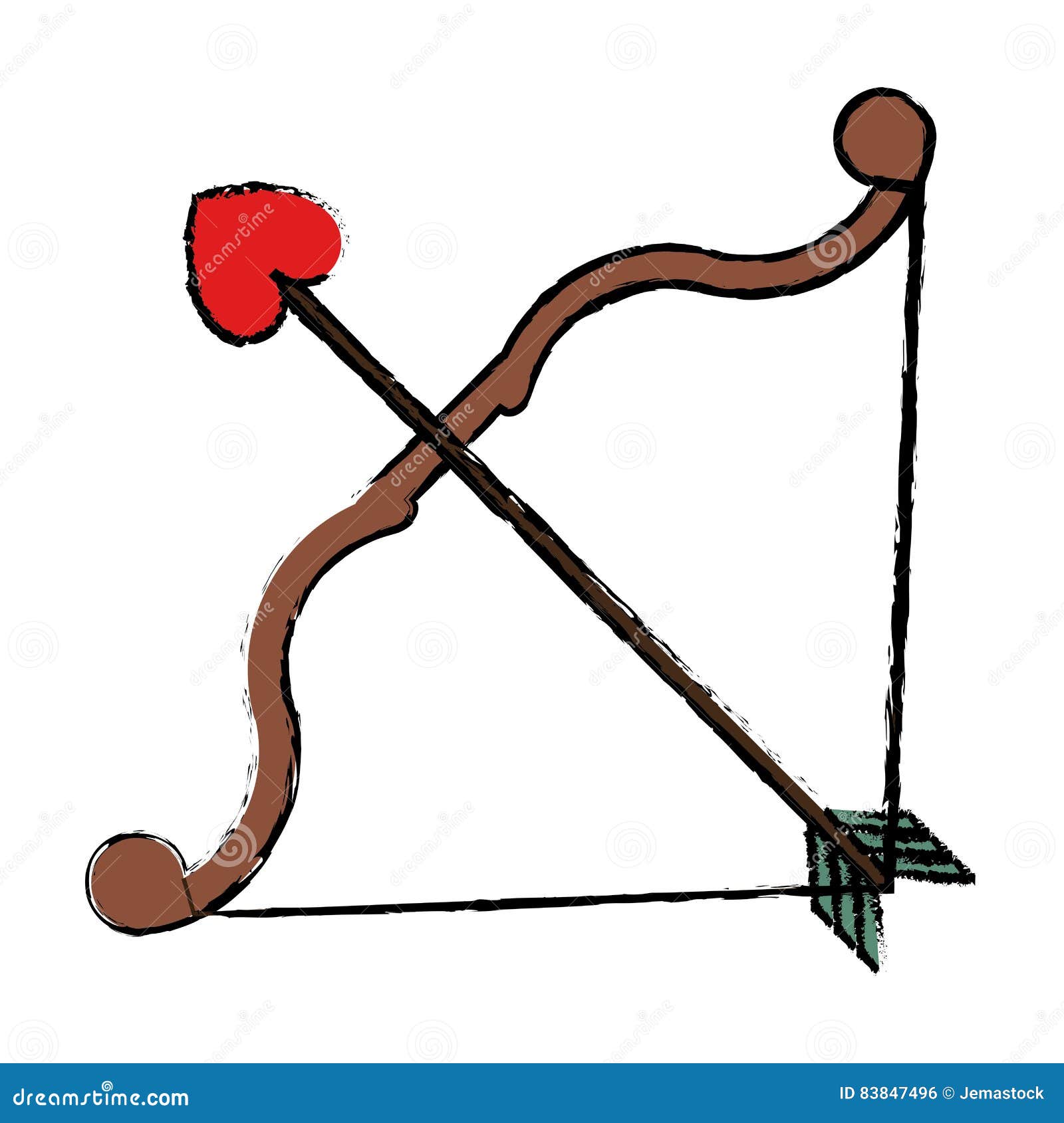 Drawing Bow and Arrow Heart Love Sign Stock Vector Illustration of