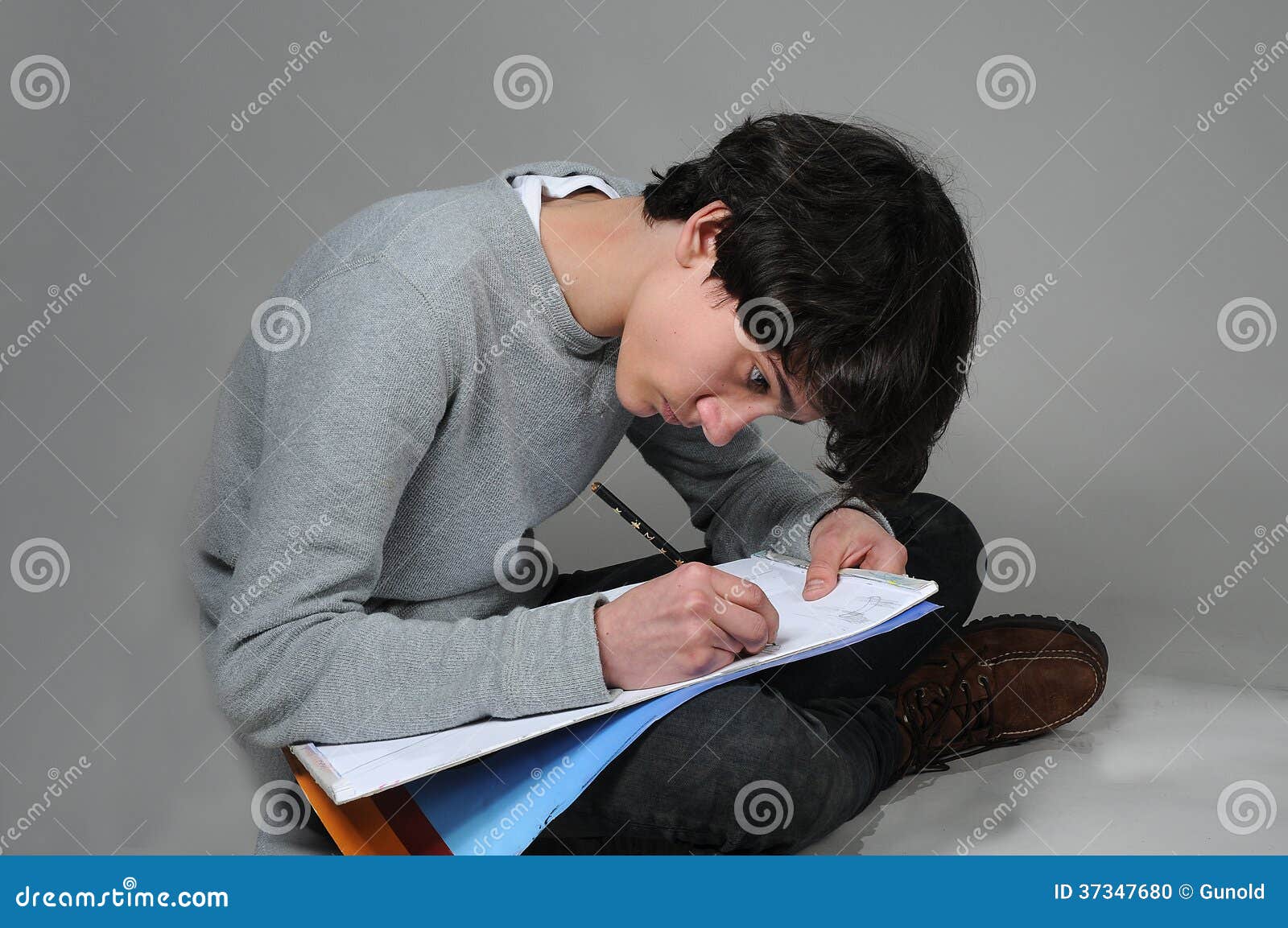 Drawing boy stock photo. Image of drawing, teenager, learning - 37347680