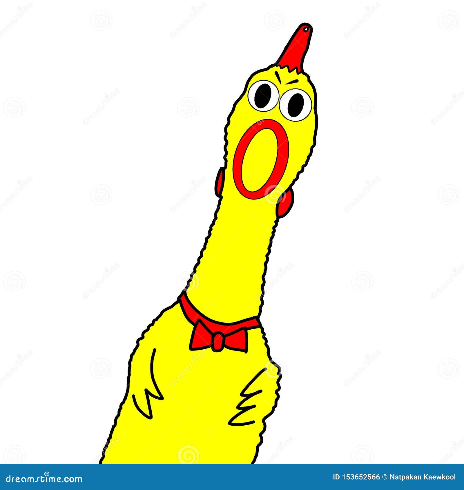 Drawing Chicken Singing on a White Background Stock Illustration