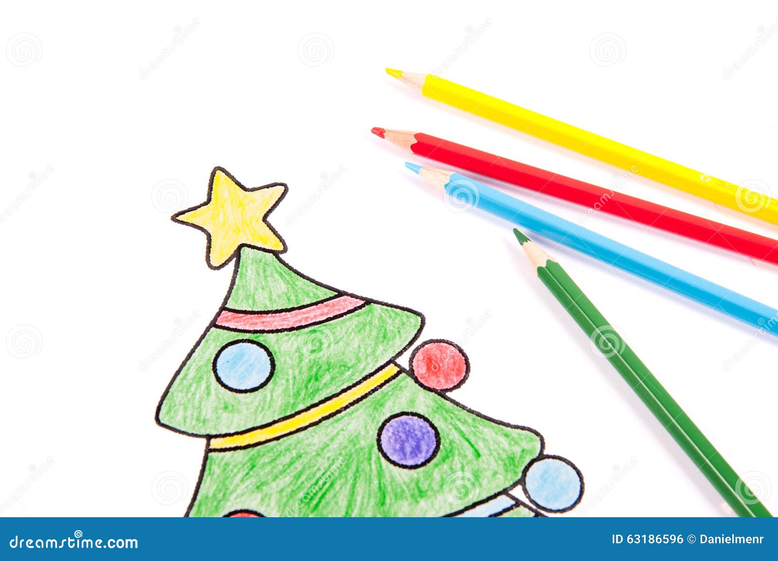 Drawing of a Christmas Tree Stock Photo - Image of paper, merry: 63186596