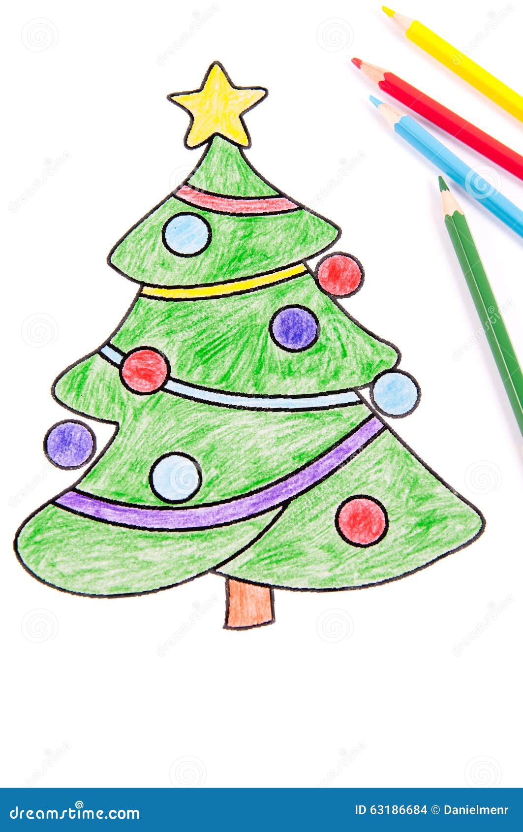 Christmas Tree With Presents Hand Drawn Illustration Stock Illustration -  Download Image Now - iStock