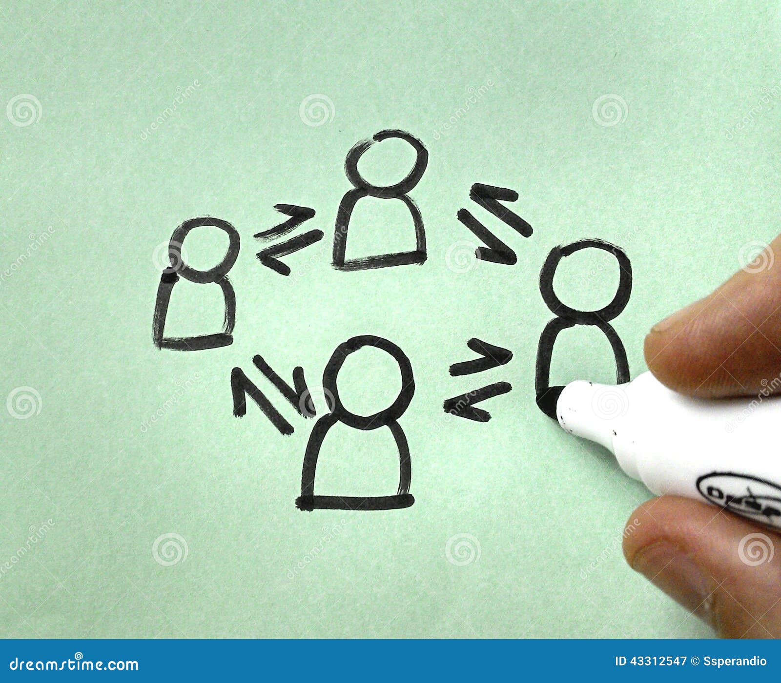 Drawing Of Collaboration Showing A Hand With A Pen Stock Image Image