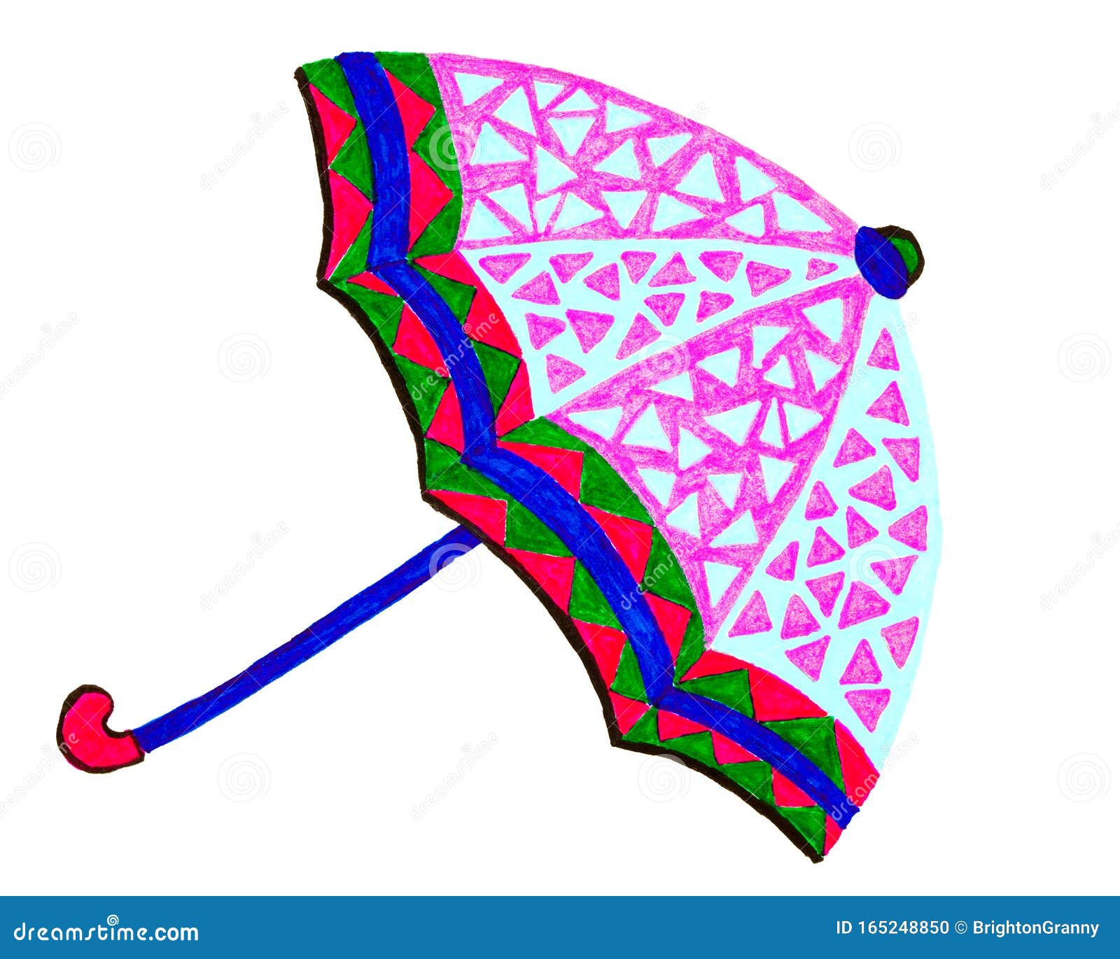 Hand Drawn Sketch of an Open Colorful Umbrella Stock Illustration Illustration of design