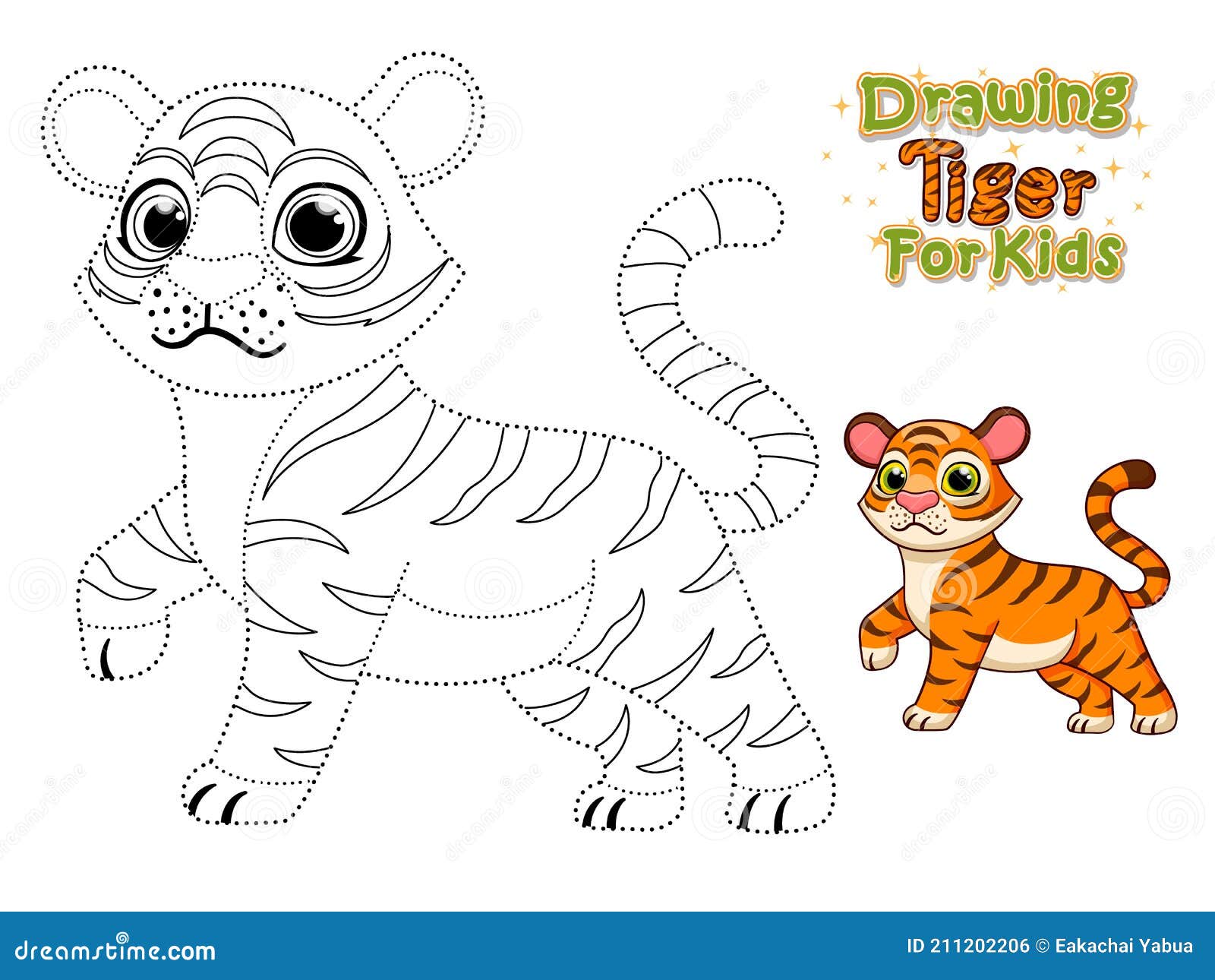 Drawing and Coloring Pages Printables Cute Cartoon Tiger. Crafts and  Worksheets for Kid Stock Vector - Illustration of character, follow:  211202206