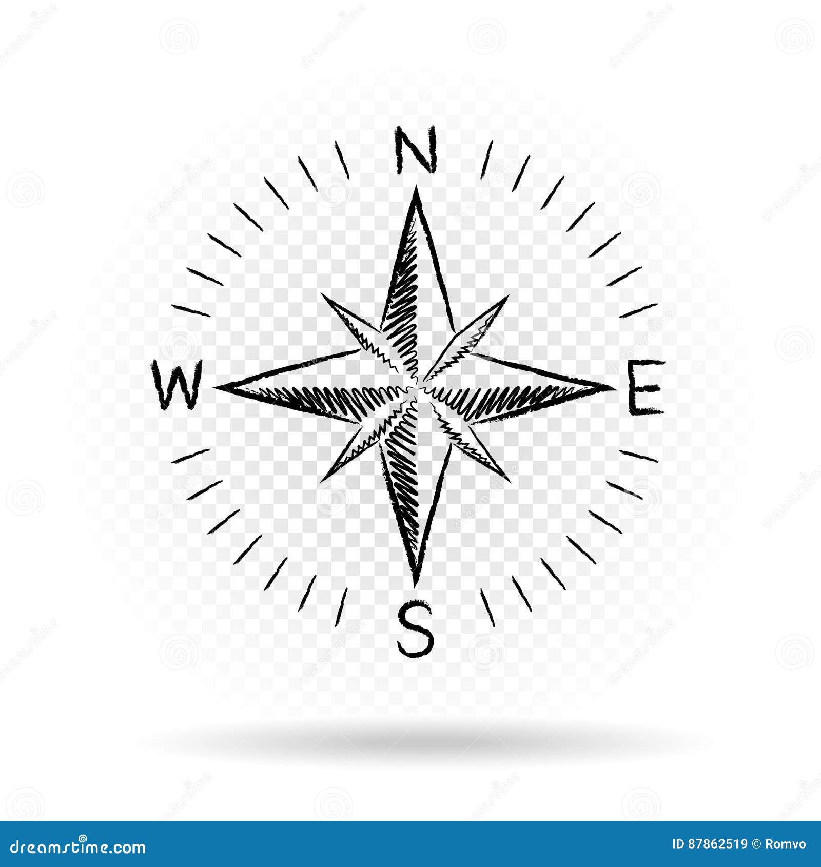 Drawing compass directions dark