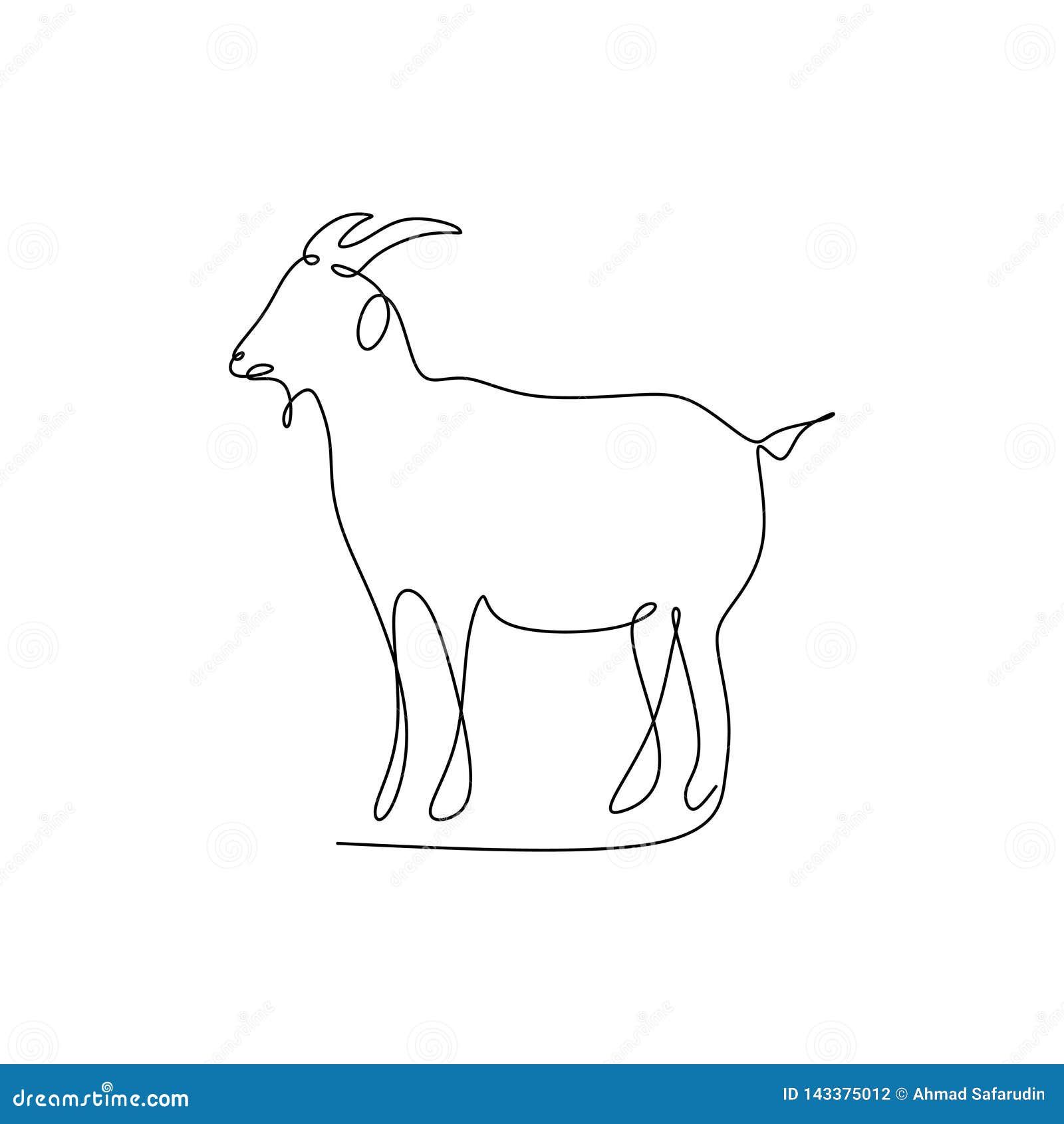 Drawing Continuous Line of Goat Stock Vector Illustration of goat