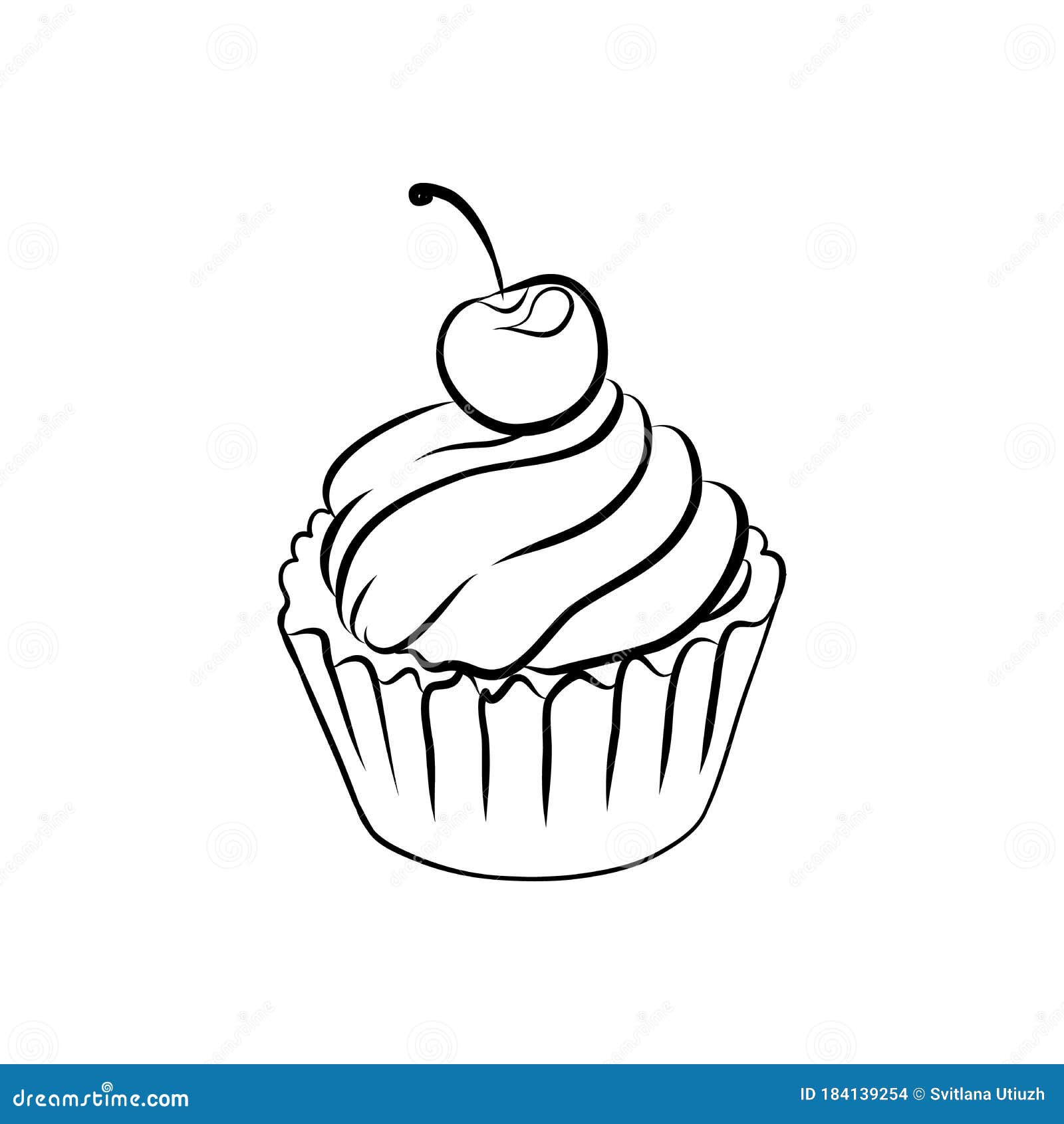 drawing cupcake sketch vector illustration isolated white background 184139254