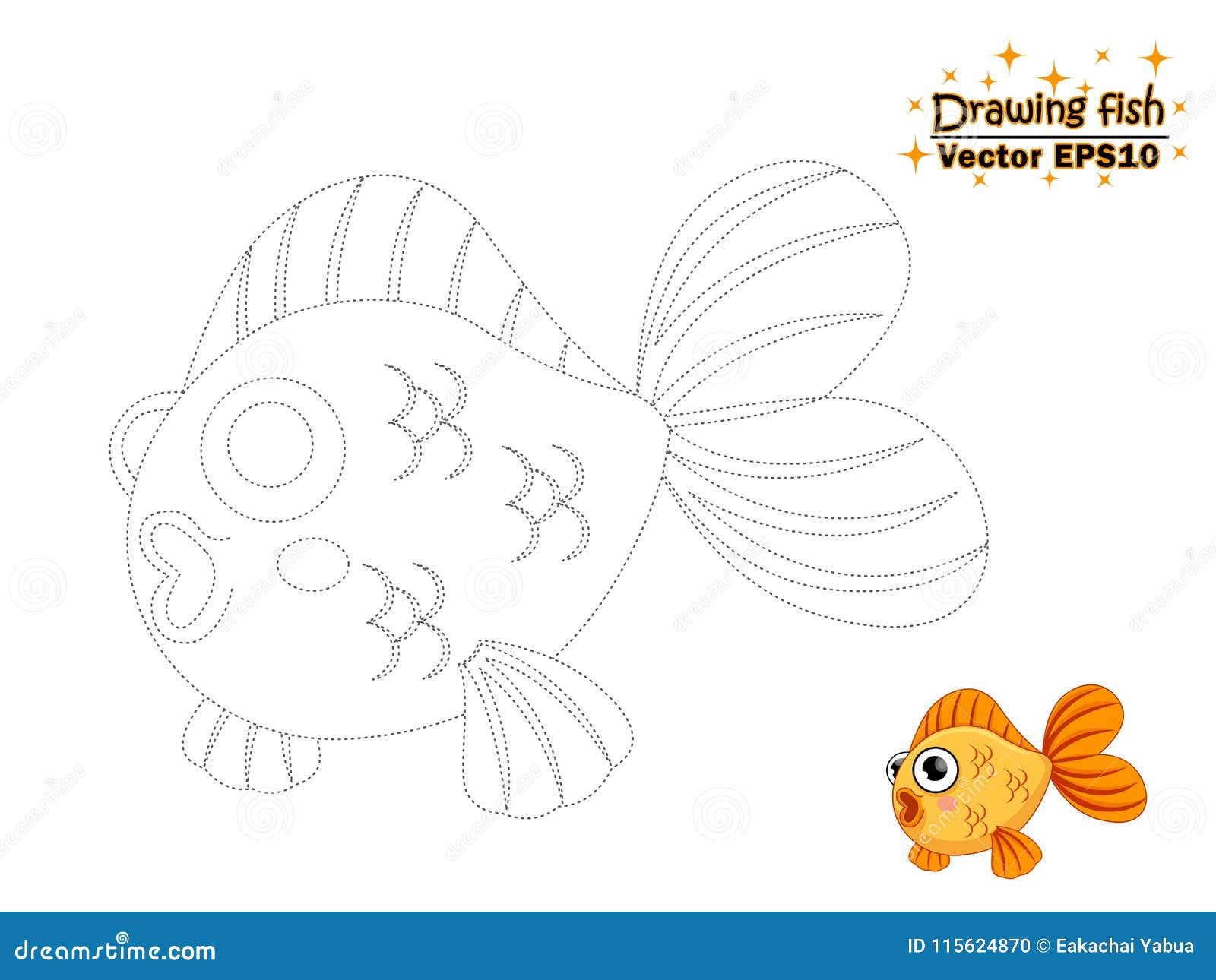 Drawing the Cute Cartoon Fish and Color. Educational Game for Kids Stock  Vector - Illustration of children, background: 115624870