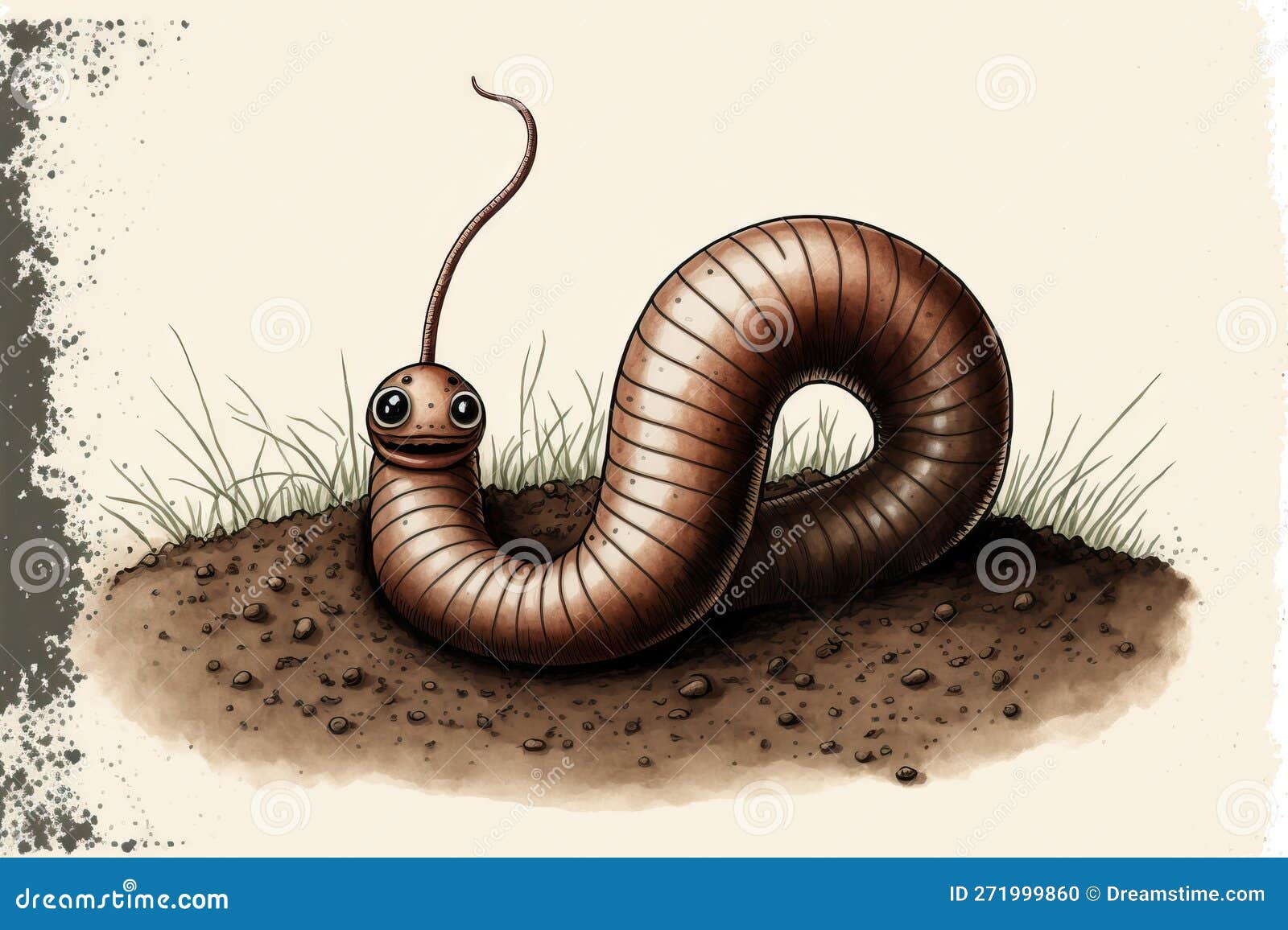 A drawing of an earthworm stock illustration. Illustration of isolated -  271999860