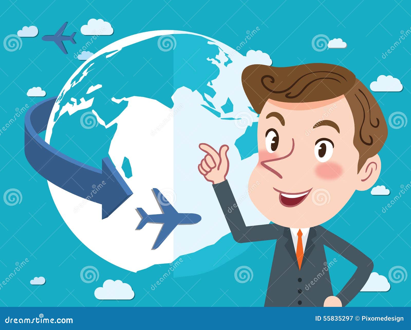 Drawing Flat Character Design Global Business Concept Stock ...