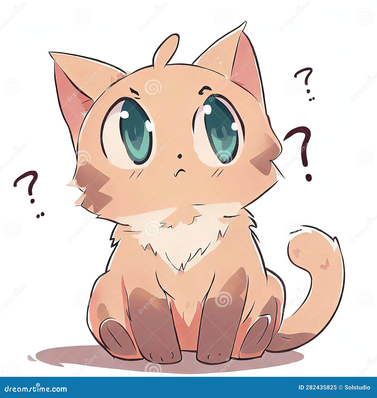 Drawing of a funny cat stock illustration. Illustration of kitten