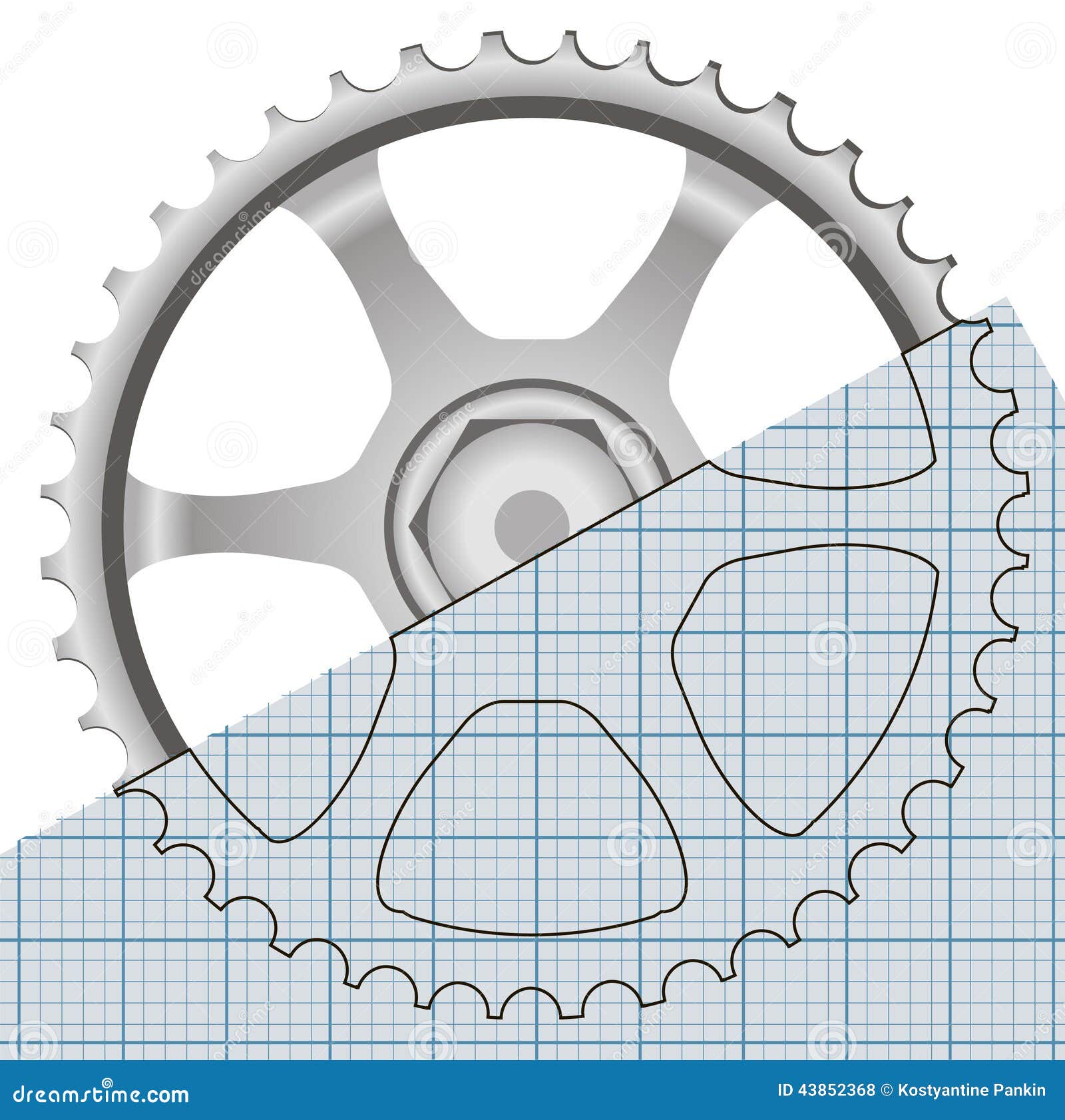 Drawing gears stock vector. Illustration of paper, element 43852368