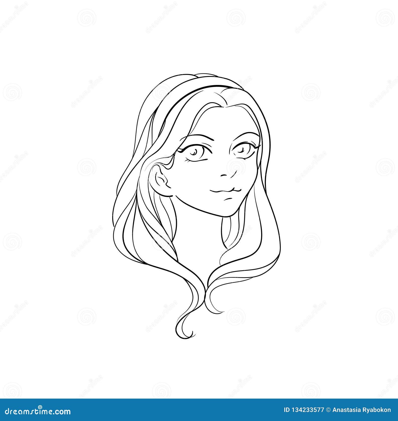 Drawing of Girl Portrait Cartoon Style for Coloring Book Stock Vector -  Illustration of isolated, contour: 134233577