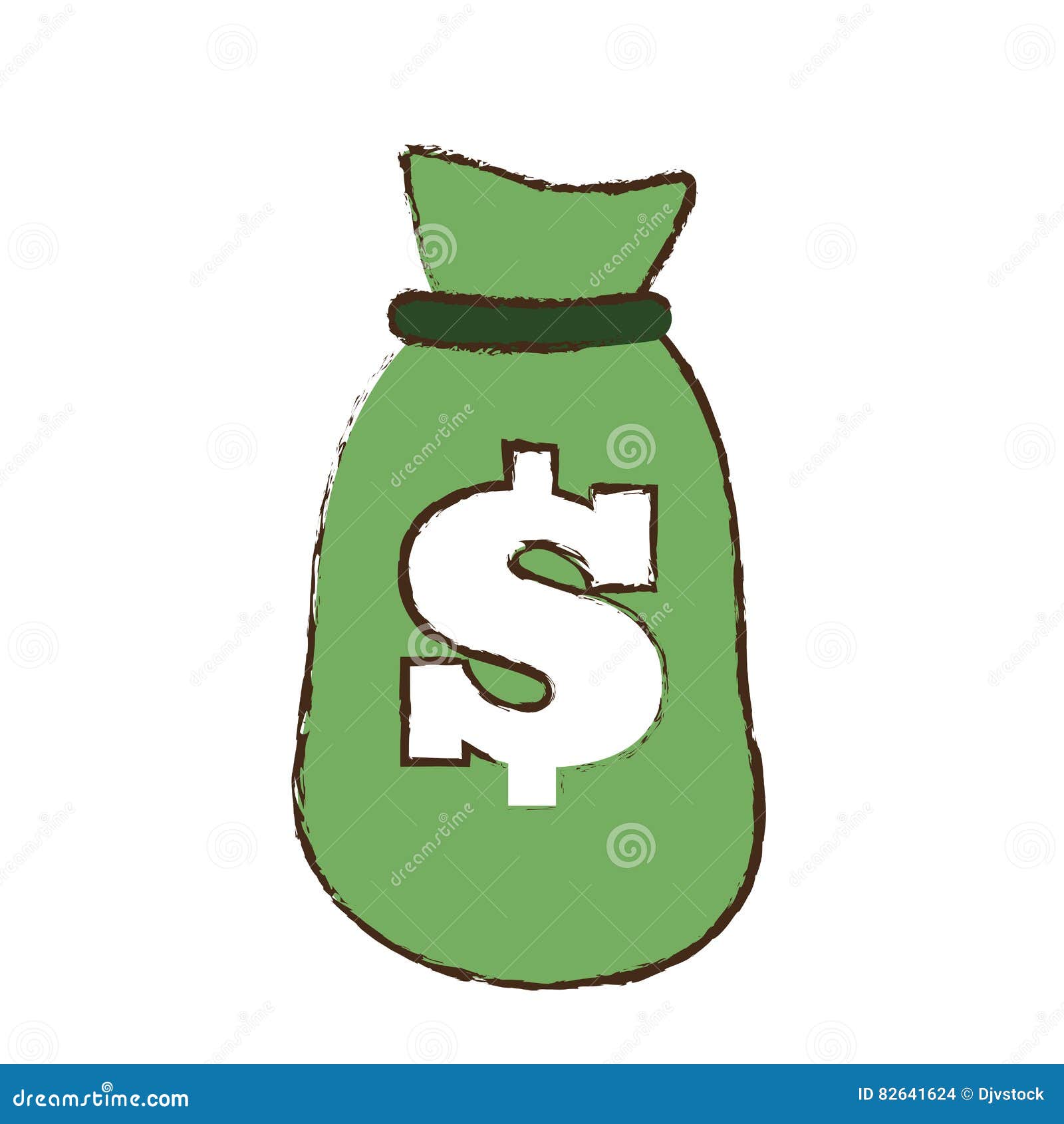 drawing green bag money dollar cash stock illustration drawing for cash