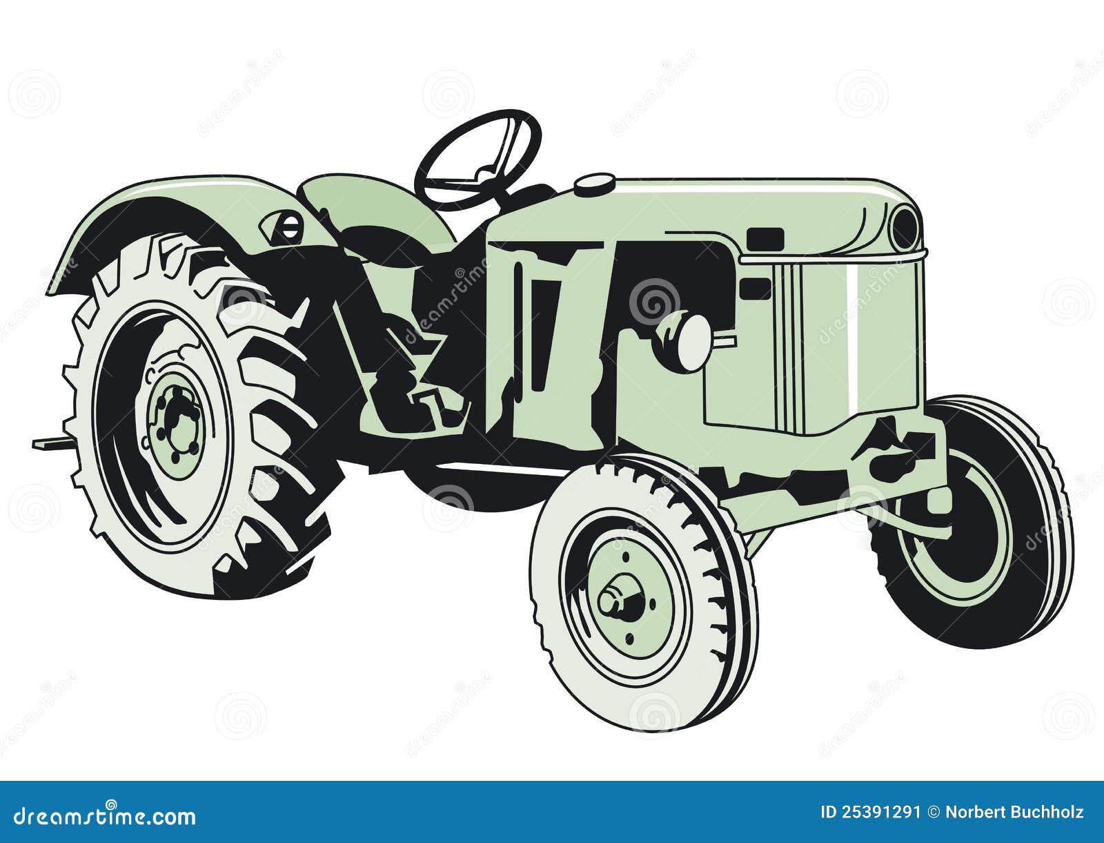 Drawing of a Green Tractor stock vector. Illustration of traditional